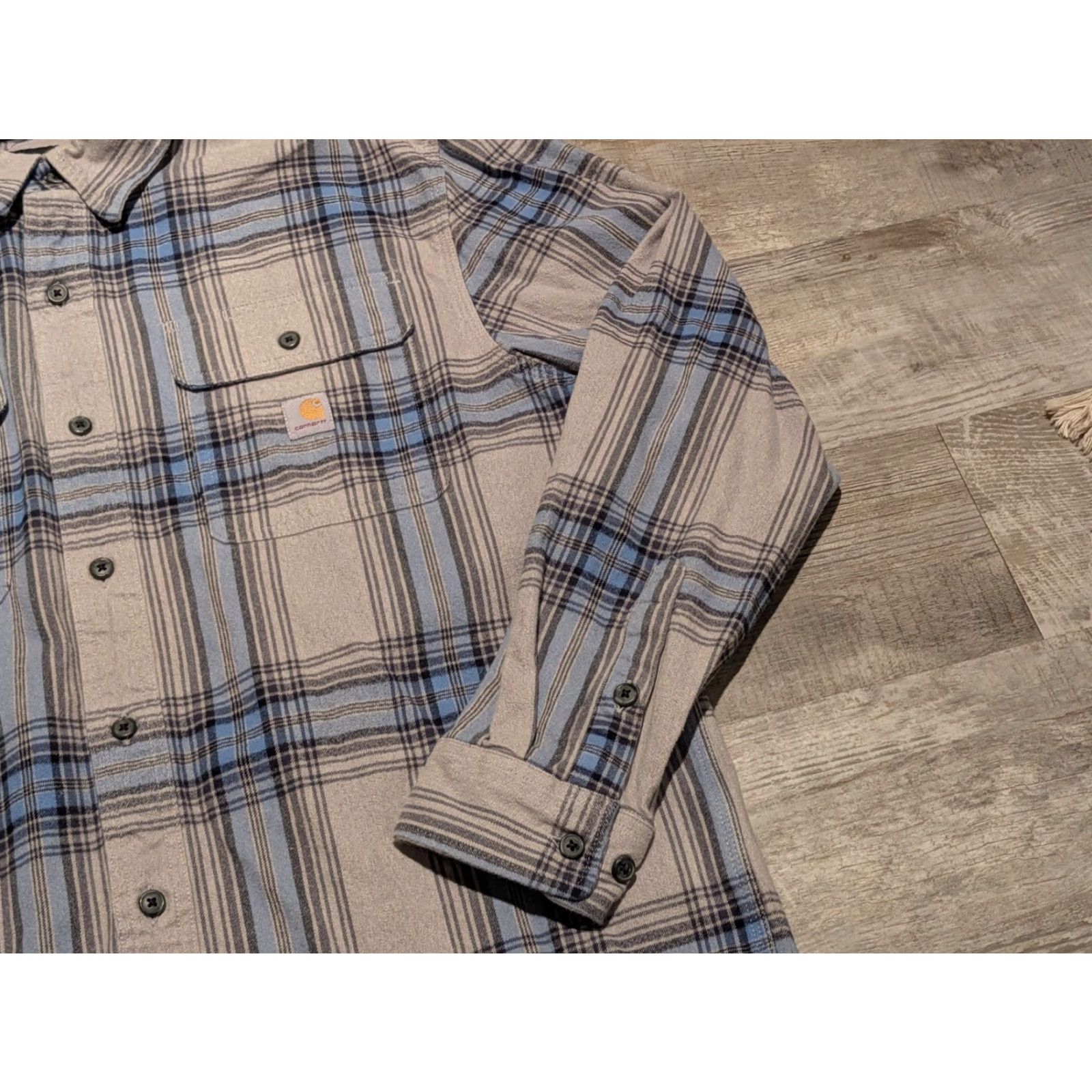 Carhartt VINTAGE Carhartt Loose Fit Heavyweight Flannel Mens L/S Shirt M Plaid Blue Gray 105947 Size US M / EU 48-50 / 2 - 4 Thumbnail