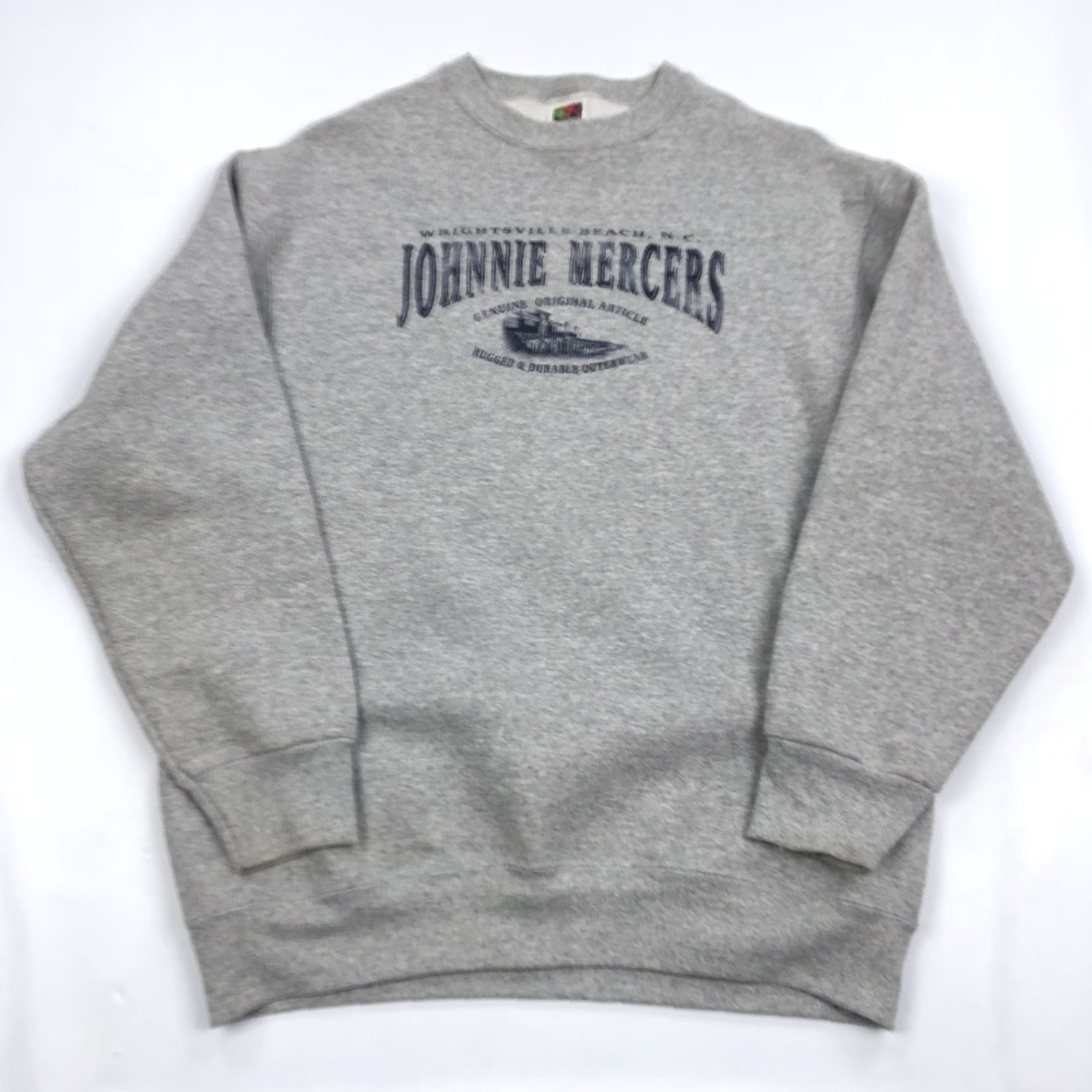 Fruit Of The Loom VINTAGE Fruit of the Loom Johnnie Mercers Pier Wrightsville Beach Crewneck L Pullover Sweatshirt Gray Mens 90s Nautical Retro Beach Size US L / EU 52-54 / 3 - 2 Thumbnail