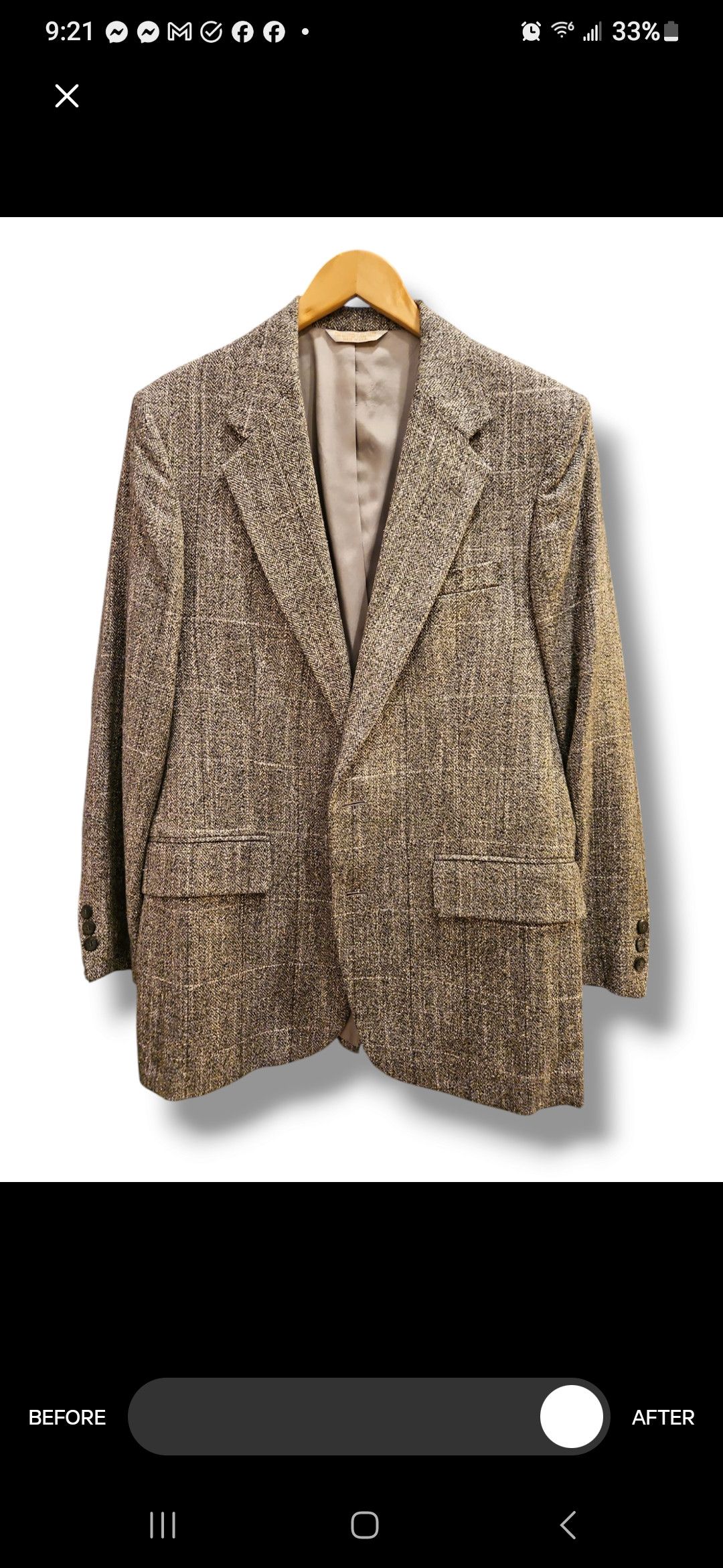 Adams Row Men's Gray Silk Blend Herringbone Blazer Sz. 38R Size 42R - 5 Thumbnail