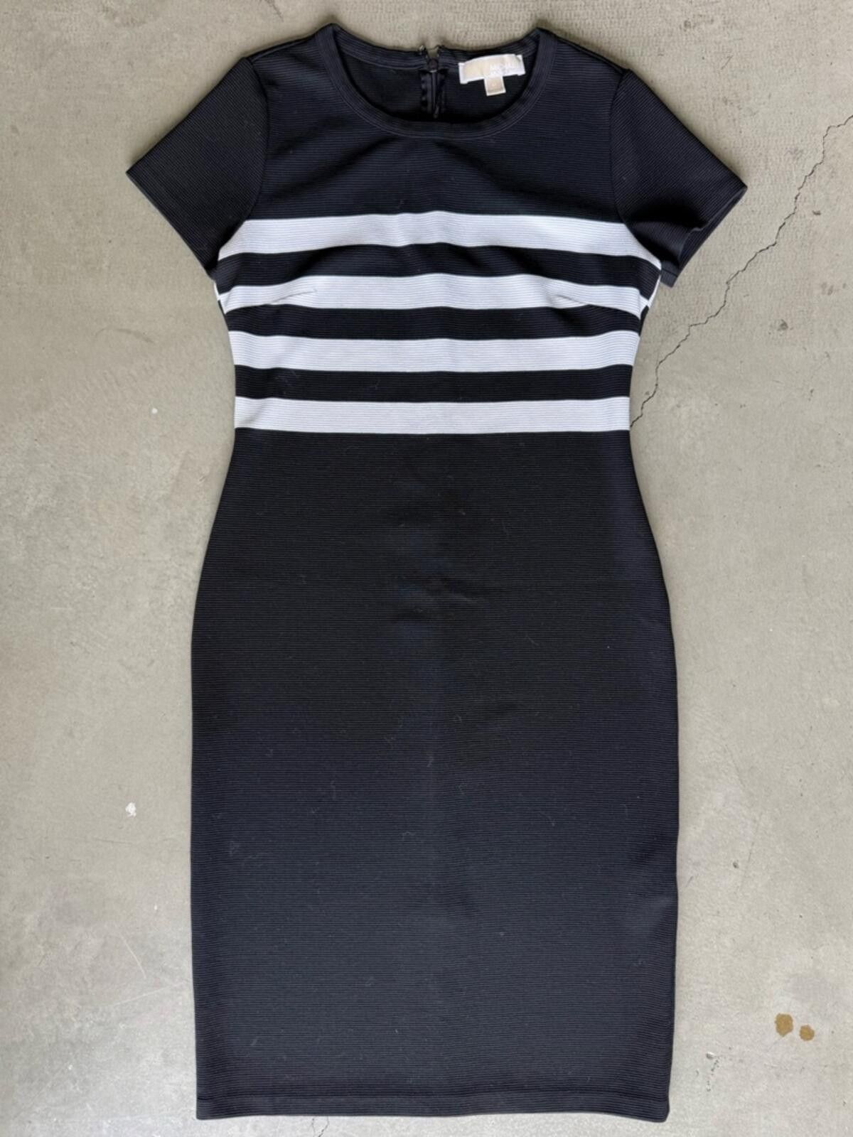 Michael Kors Michael Kors / Stripe Ribbed Midi Dress / Black White Size M / US 6-8 / IT 42-44 - 1 Thumbnail