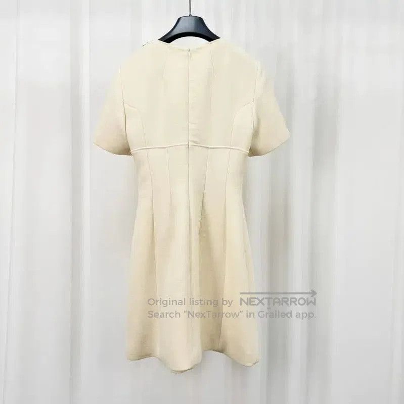 Dior Dior Cream Wool Logo Short Sleeve Dress . Size XS / US 0-2 / IT 36-38 - 2 Thumbnail