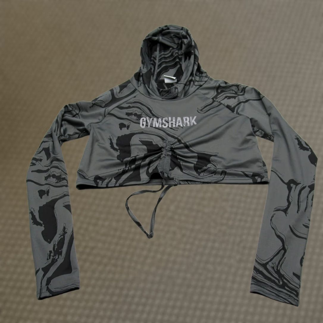 Gymshark Gymshark Cropped Hoodie Womens Small Gray Cinched Hem Pullover Sweatshirt Size S / US 4 / IT 40 - 1 Thumbnail