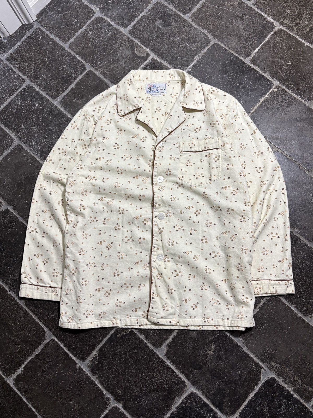 Vintage Vintage Pajama Set 70s 80s Two Piece Suit Sleep Pant Shirt Size US 37 - 6 Thumbnail