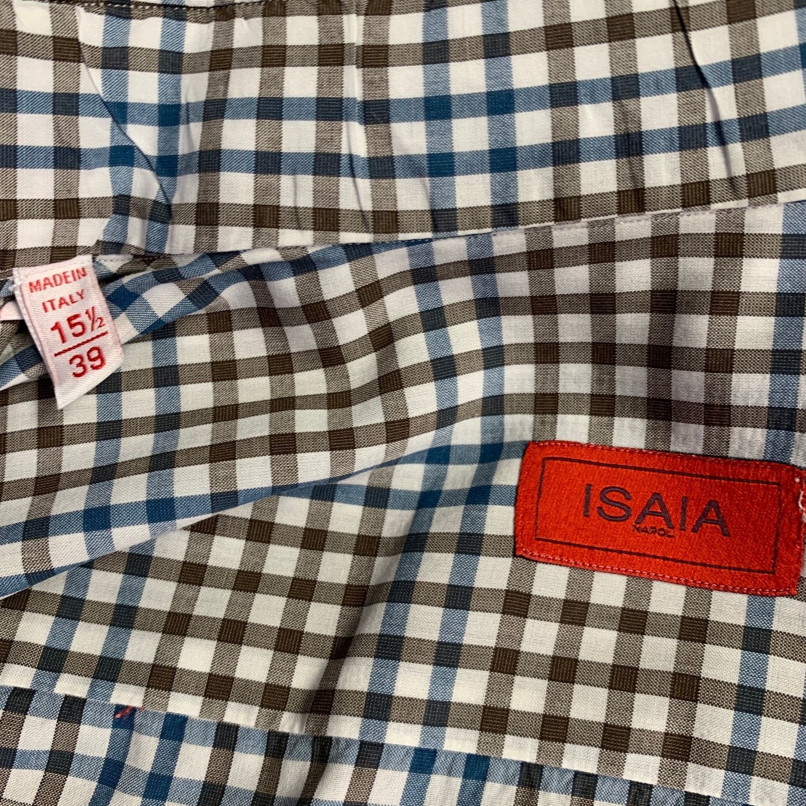 Isaia Multi Color Checkered Cotton Spread Collar Long Sleeve Shirt Size US M / EU 48-50 / 2 - 5 Thumbnail