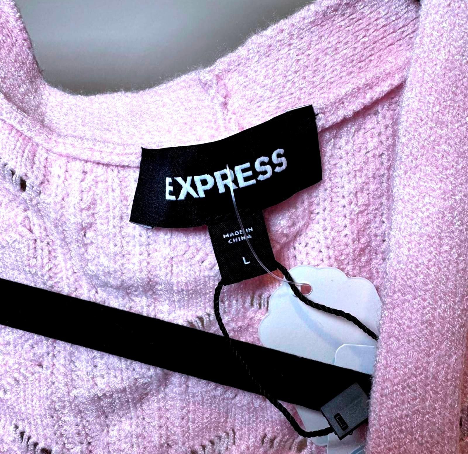 Express Express Chunky Knit Cardigan - Light Pink Size L / US 10 / IT 46 - 3 Thumbnail