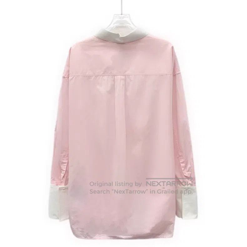 Loewe Loewe 23 Model Pink Logo Embroidered Cotton Collar Long Sl Size XS / US 0-2 / IT 36-38 - 2 Thumbnail