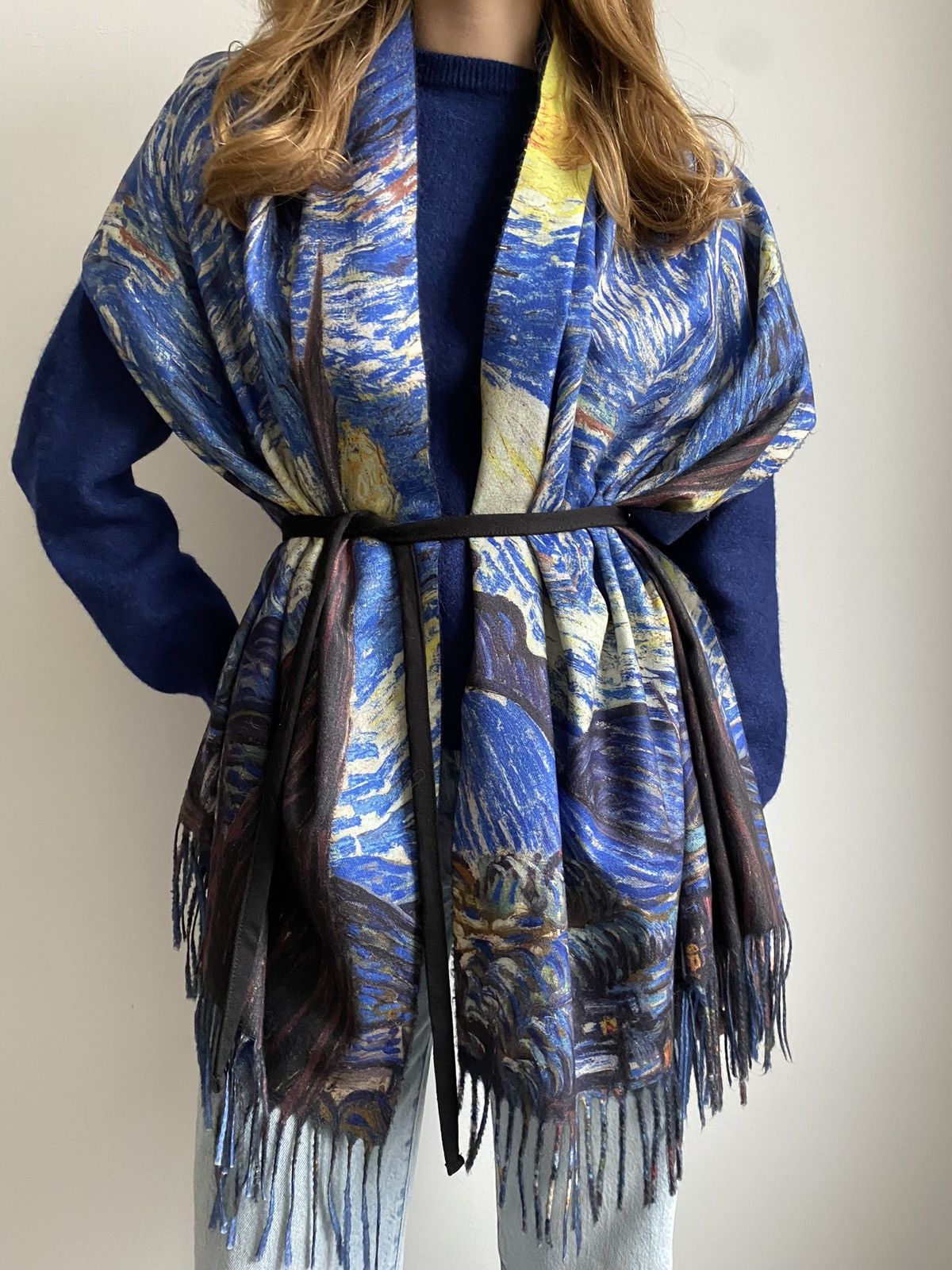 Other VAN GOGH STARTY NIGHT KNIT PRINTED SCARF BLUE SOFT 70 * 180 Size ONE SIZE - 7 Thumbnail