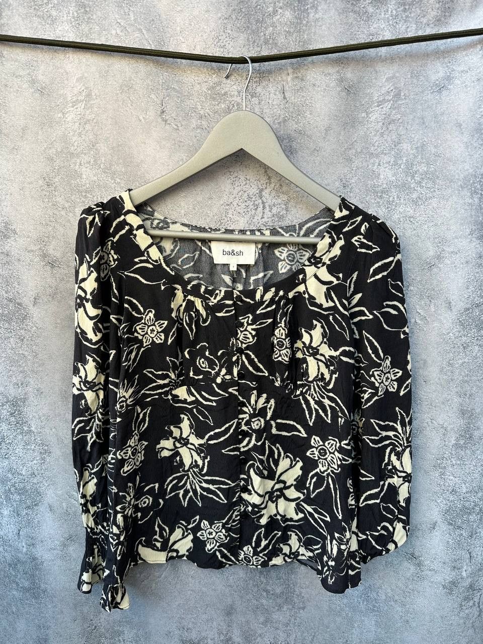 ba&sh RRP 150€ BA&SH Gathered Floral-Print Crepe Blouse Button Size S / US 4 / IT 40 - 2 Thumbnail