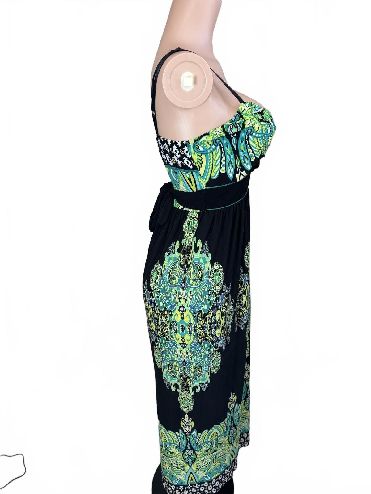 Staple Snap Bohemian Maxi Dress with Green & Blue Paisley Print. M Size M / US 6-8 / IT 42-44 - 6 Thumbnail
