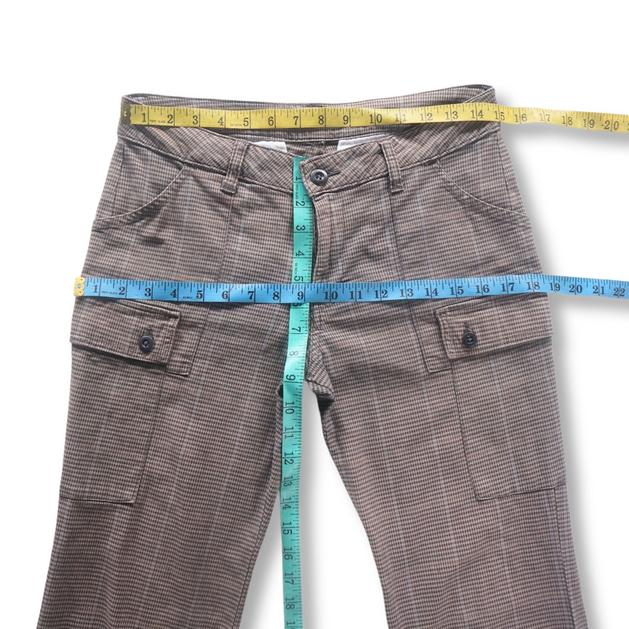 Japanese Brand ALCX Light Brown Plaid Pattern Cargo Pants Size 28" / US 6 / IT 42 - 10 Thumbnail
