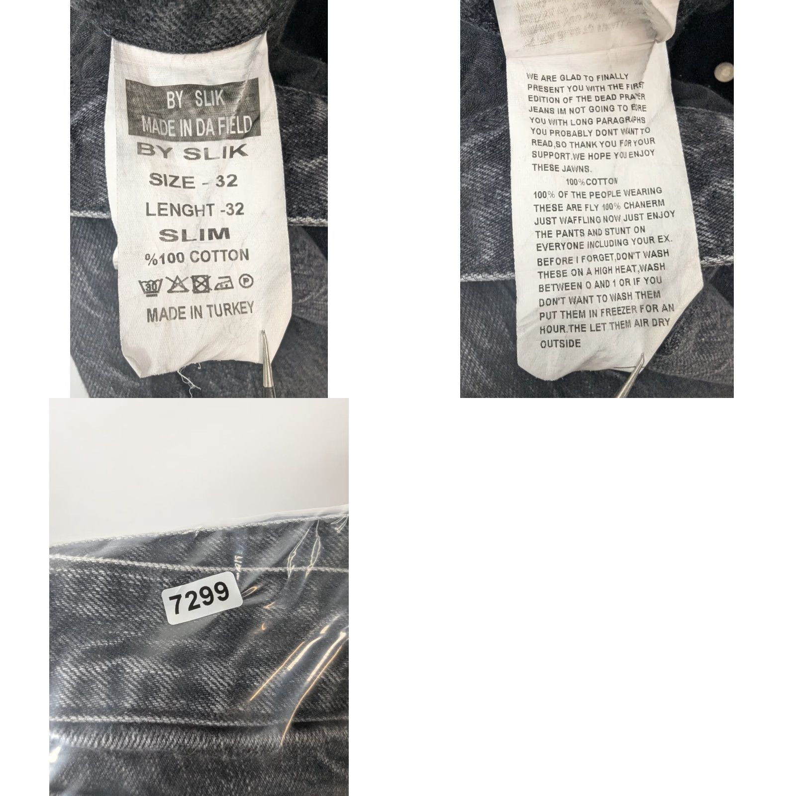 Denime BySlik Made In Da Field Dead Player Skull Pockets Button Fly Black Denim Jeans Size US 32 / EU 48 - 9 Thumbnail