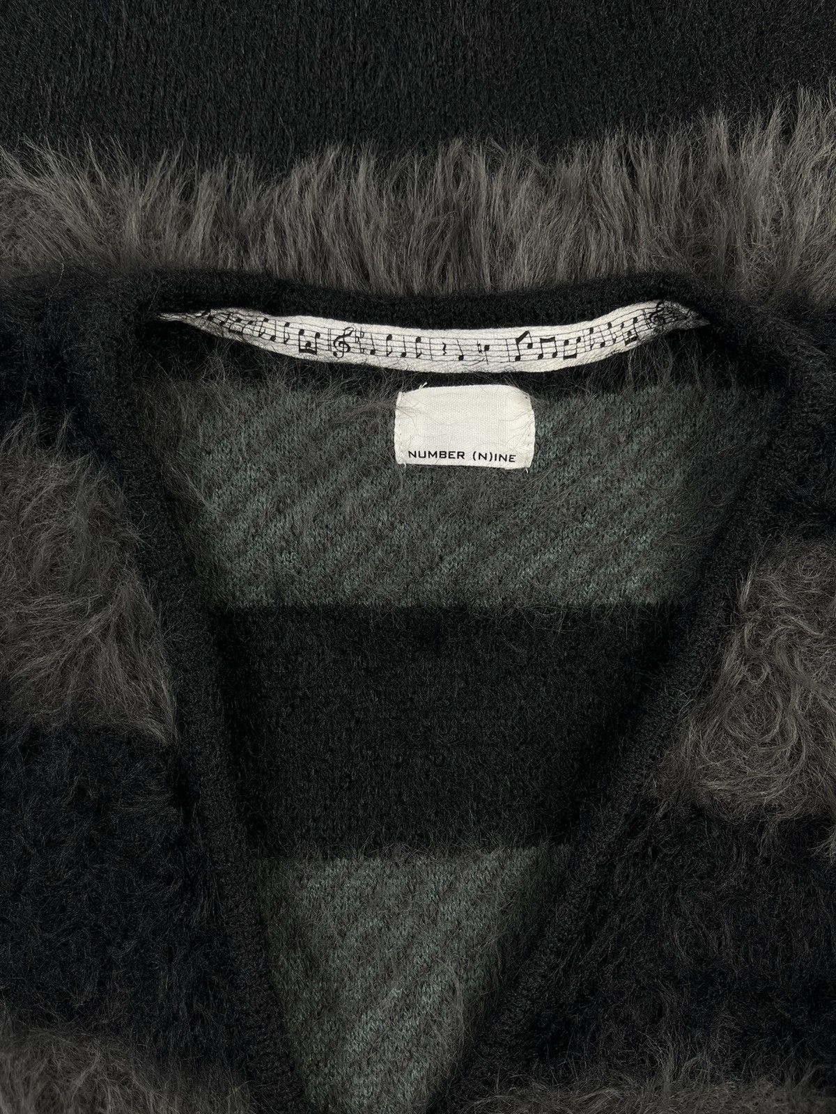 Number (N)ine Number (N)ine Mohair Furry Striped Cardigan Sweater Grey Size US S / EU 44-46 / 1 - 4 Thumbnail