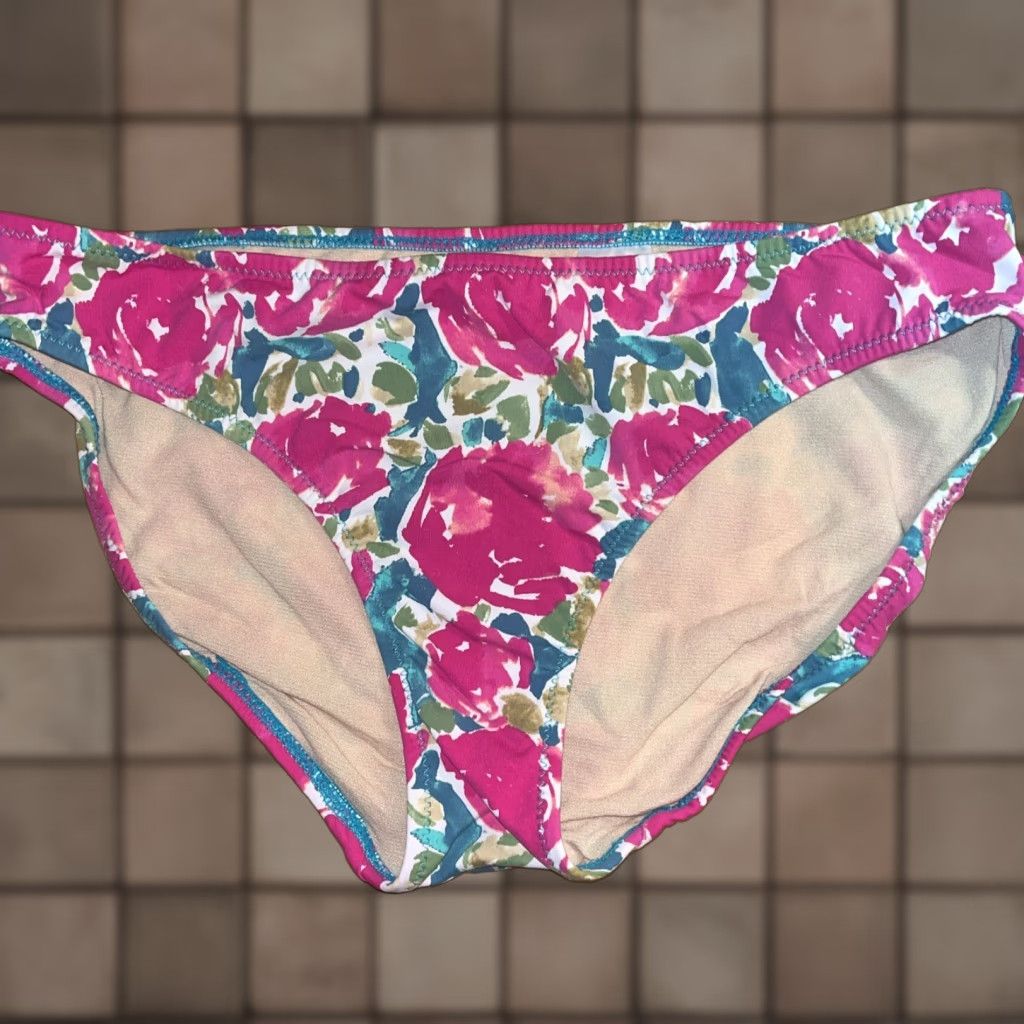 Vintage GARNET HILL Women's Bikini Bottom Size 2 Floral Pink Full Coverage Swimsuit Swimwear Size 26" / US 2 / IT 38 - 1 Thumbnail