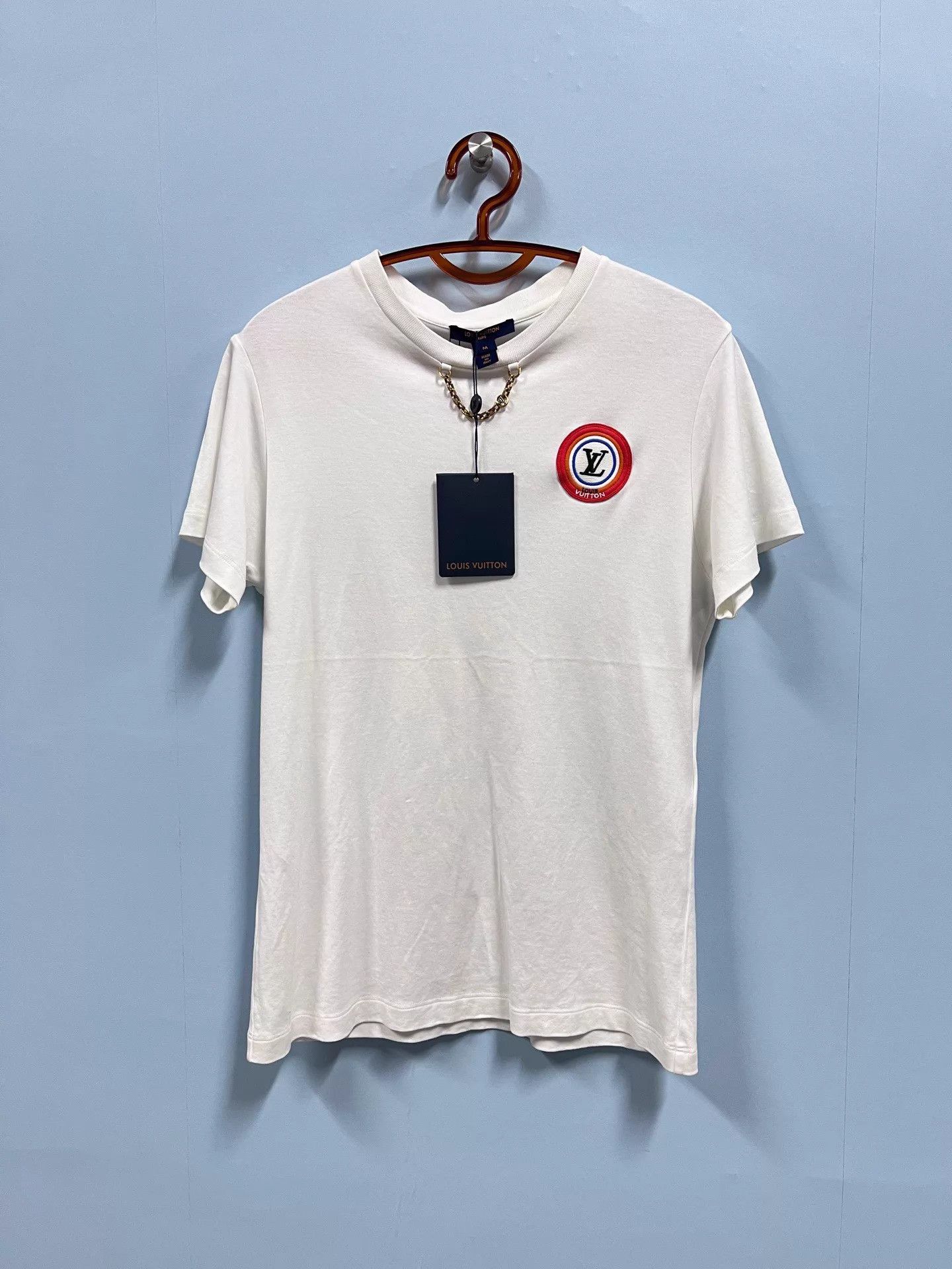 Louis Vuitton LV white logo embroidery chain short sleeve M Size M / US 6-8 / IT 42-44 - 1 Thumbnail