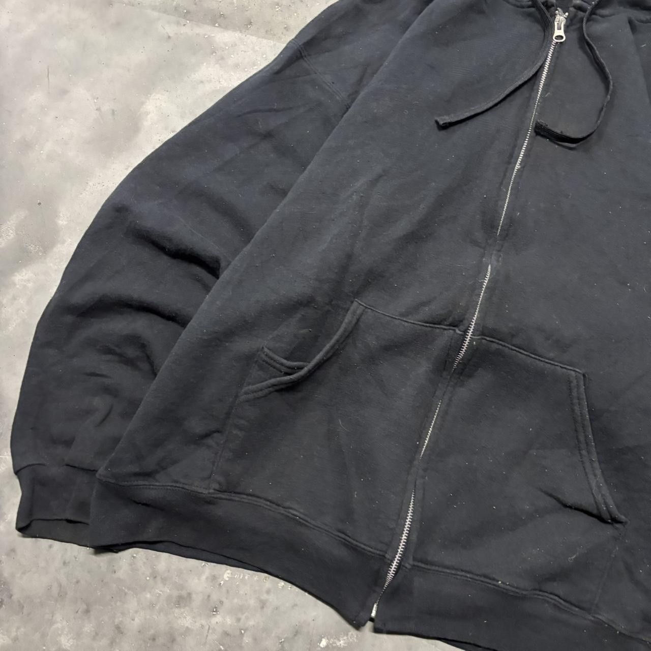 Japanese Brand × Vintage Crazy Vintage Y2K/2000s Black Blank Russell Style Essential Zip Up Hoodie! Size US XXL / EU 58 / 5 - 3 Thumbnail