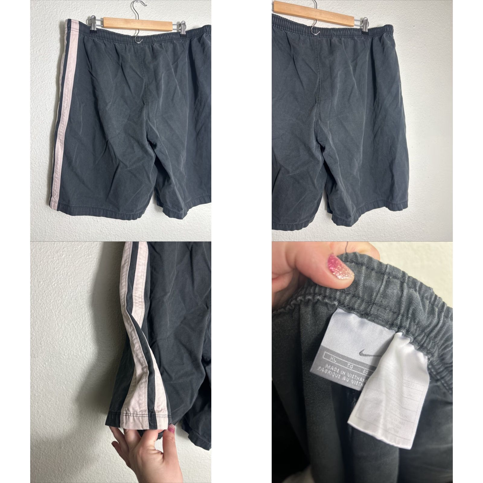 Nike VINTAGE Y2K Nike Mens XL Navy White Drawstring Shorts Cotton Green Swoosh 40x11 Size US 36 / EU 52 - 8 Thumbnail