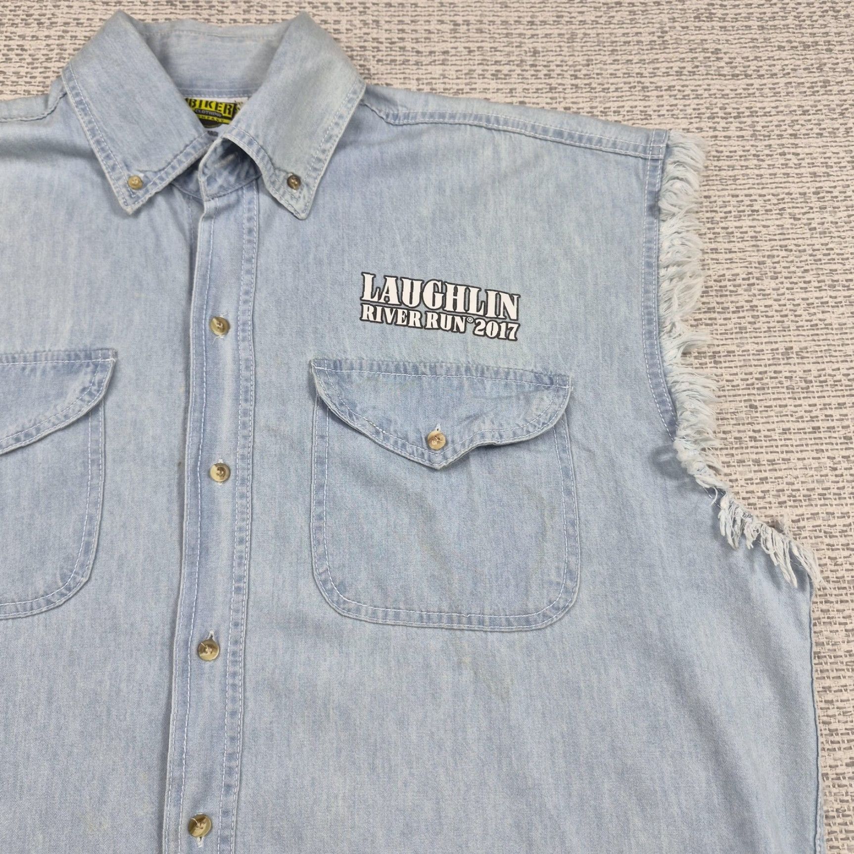 Vintage Biker Clothing Company Shirt Mens 2XL Denim Sleeveless Laughlin River Run 2017 Denim Shirt Casual Patriotic Motorcycle USA 2XL Mens Size US XXL / EU 58 / 5 - 4 Thumbnail