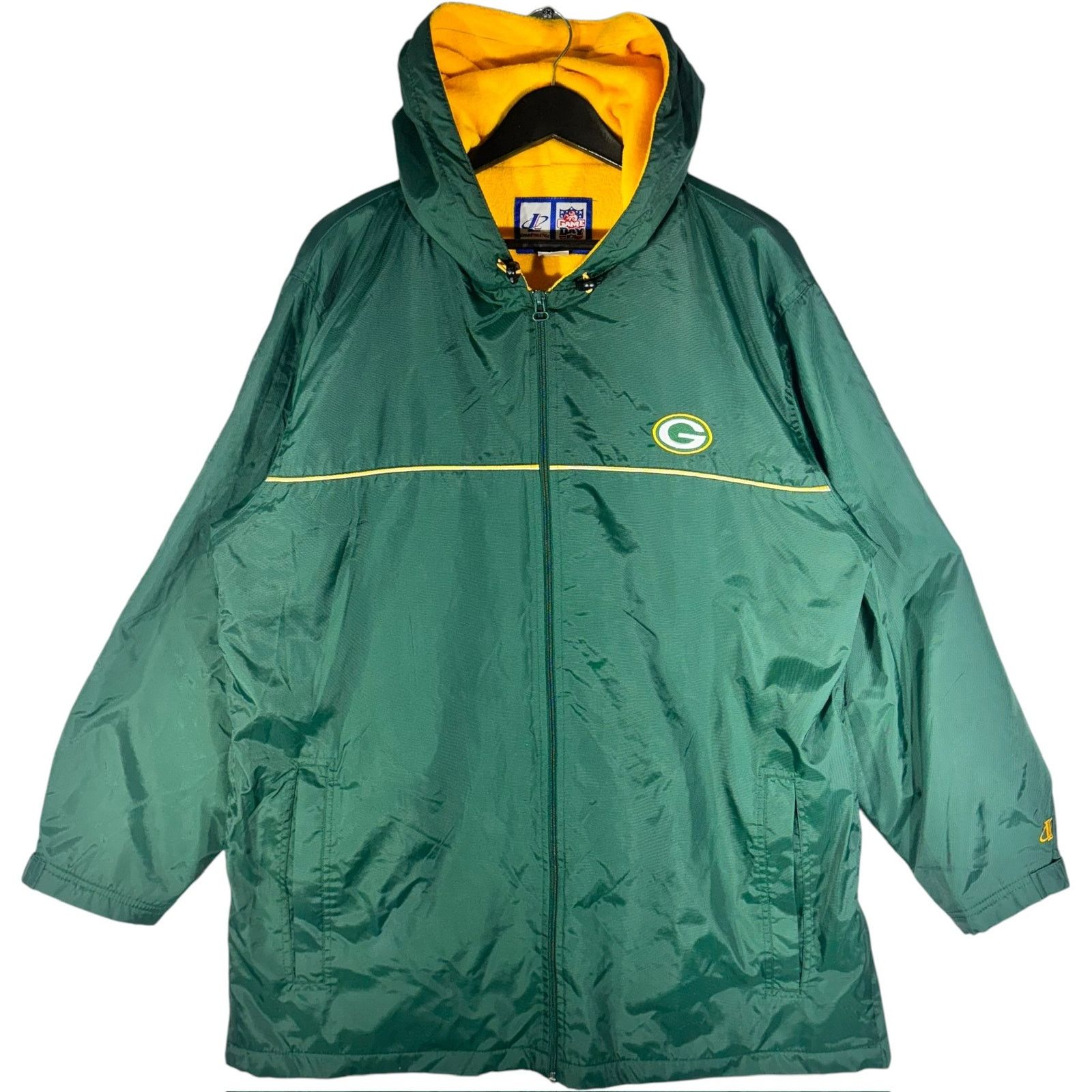 VINTAGE sale LOGO ATHLETIC GREEN BAY PACKERS WINDBREAKER JACKET LARGE L SHARKTOOTH