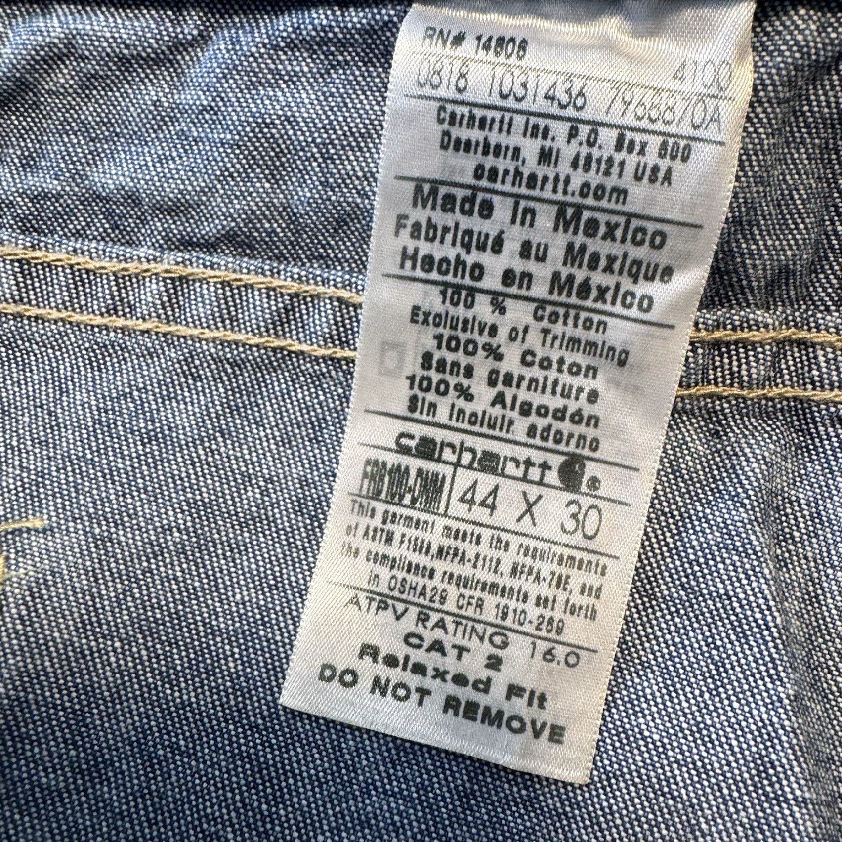 Carhartt VINTAGE Carhartt Jeans Mens 44x30 FR Flame Resistant Work 2112 Cat 2 Denim Blue 5-Pocket Mens Size US 44 / EU 60 - 7 Thumbnail