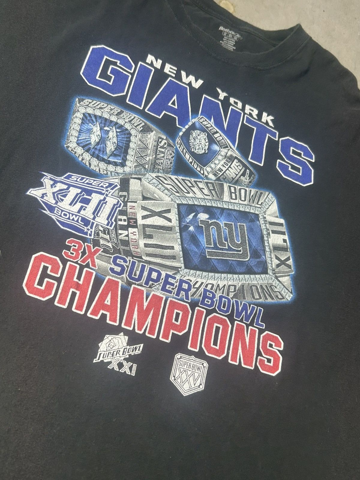 Vintage New York Giants Super Bowl Champions Reebok black tee Size US XXL / EU 58 / 5 - 3 Thumbnail