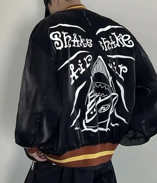 Avant garde oversized graffiti sheer mesh baseball jacket