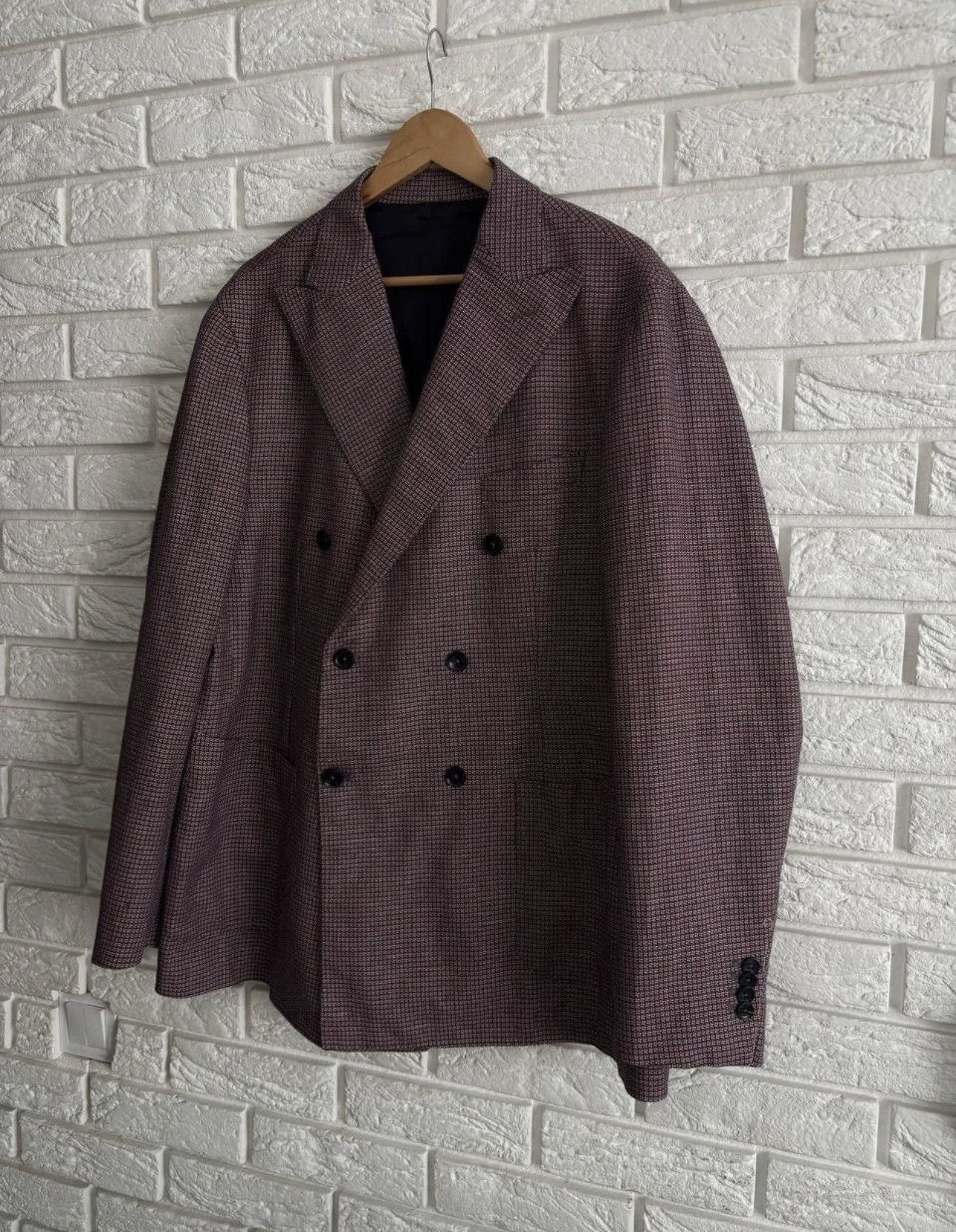Luigi Borrelli Luigi Borrelli Napoli Blazer Double-Breasted Linen Cotton Size 54L - 3 Thumbnail