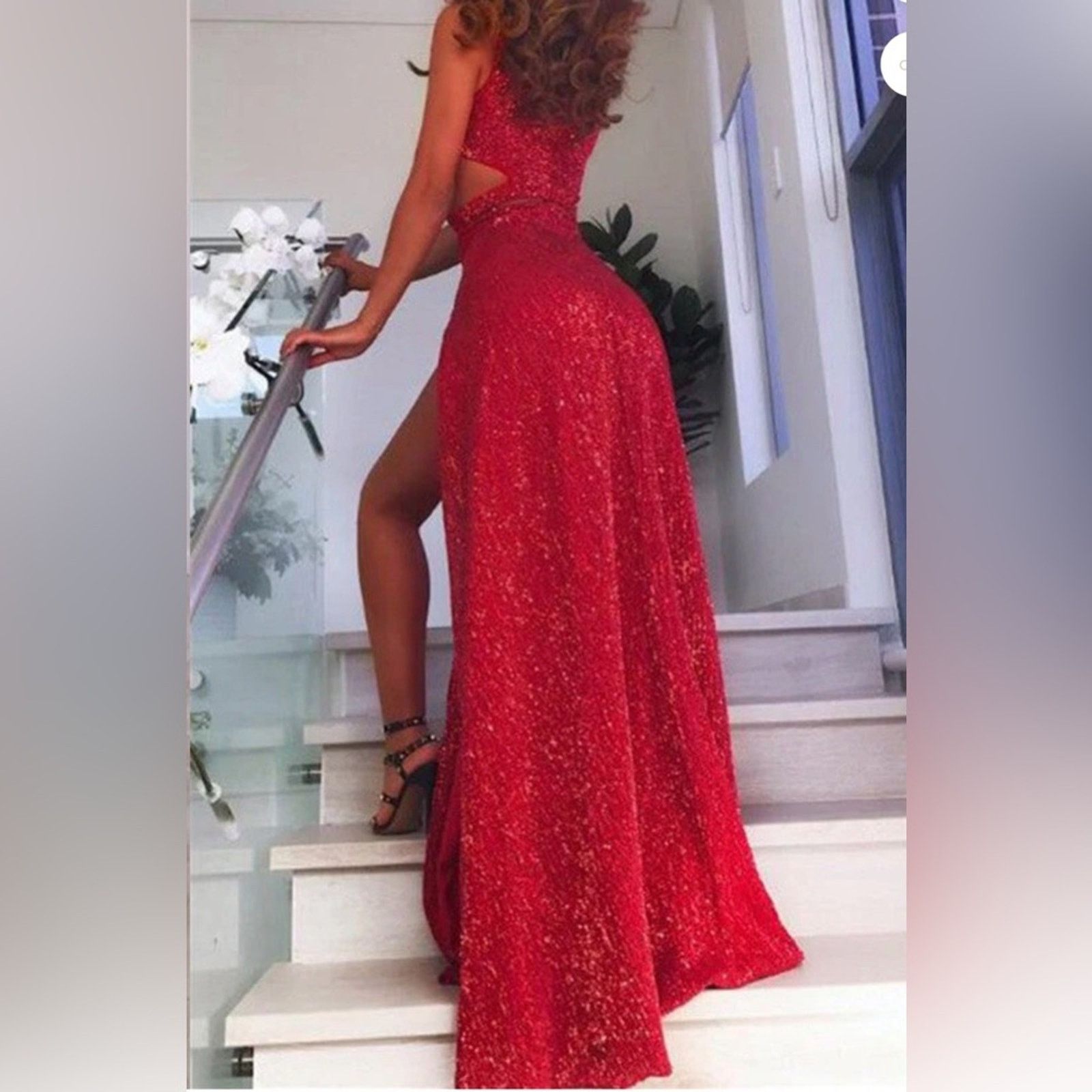 Other New Abyss by Abby Dazzling Red Backless Evening Gown size XS Size XS / US 0-2 / IT 36-38 - 2 Thumbnail