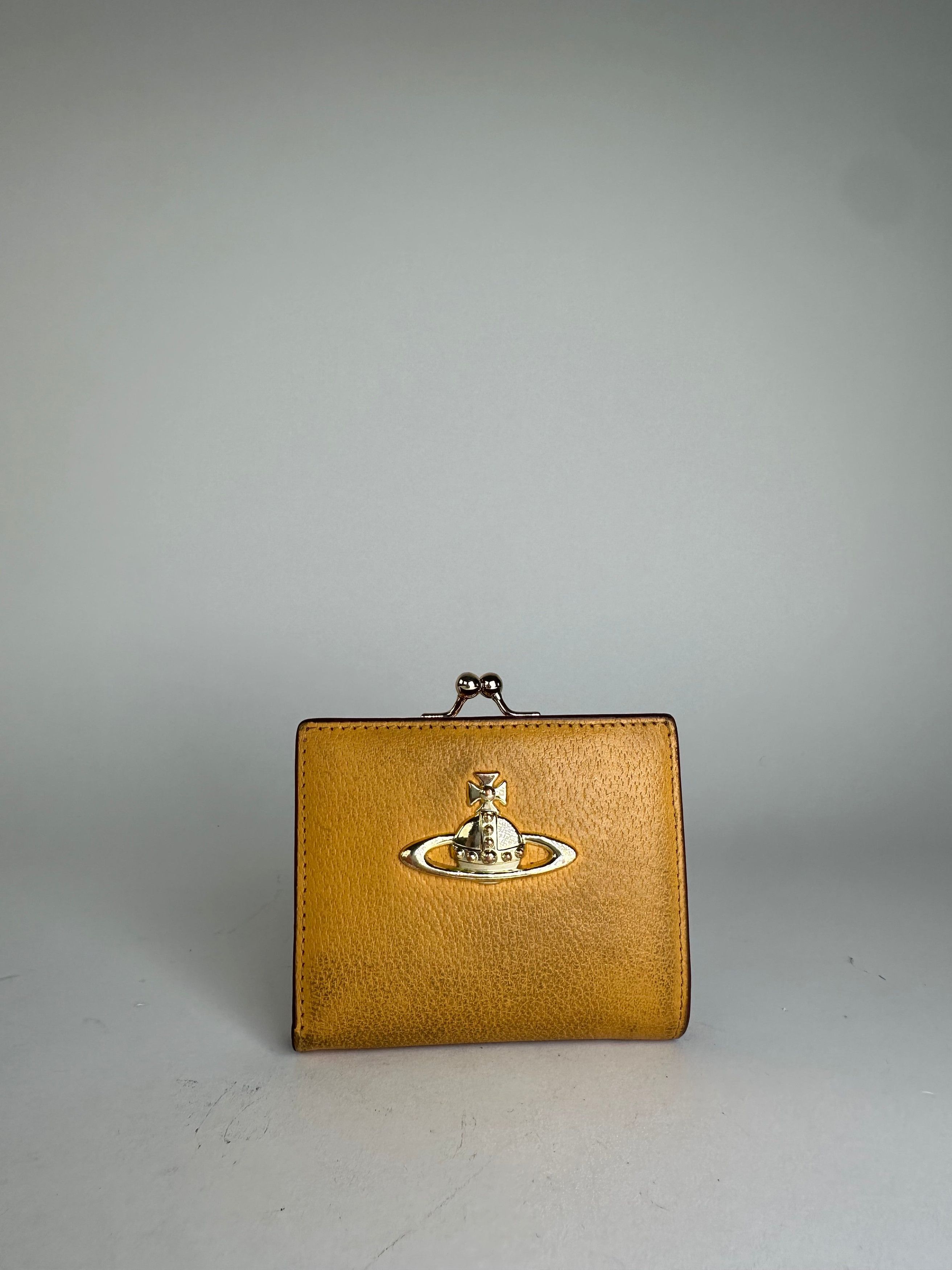 Vivienne Westwood Vintage Orb Leather Kiss-Lock Wallet Mustard Size ONE SIZE - 1 Thumbnail