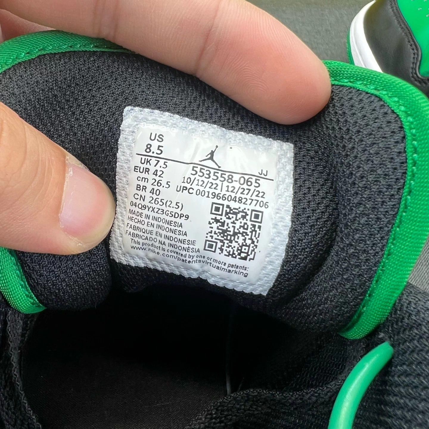 Other Air Jordan 1 Low 'Black Green' Size 42 w/ Box Size US 9 / EU 42 - 7 Thumbnail