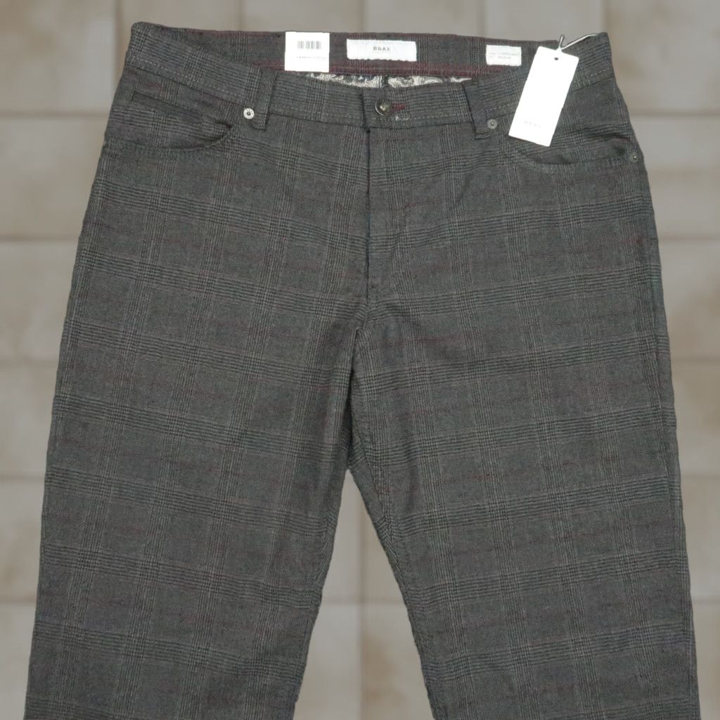 BRAX Brax Pants Mens 36x34 Gray Plaid Chino Flat Front 5-Pocket Regular NWT Wool Look Size US 36 / EU 52 - 1 Thumbnail