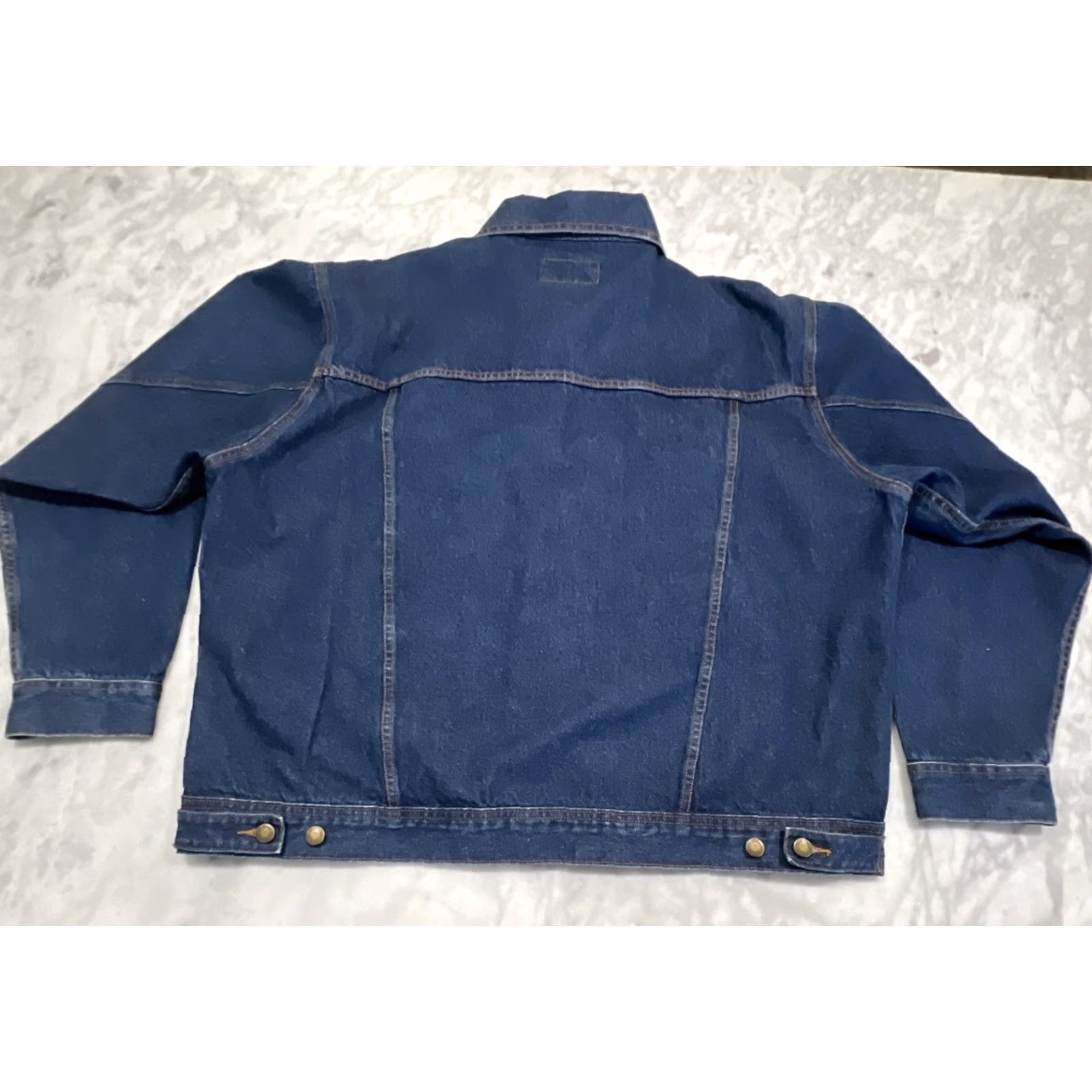 Wrangler VINTAGE Wrangler Rugged Wear Jean Jacket Mens 2XL Blue Denim Jacket USA Logo Embroidered Pockets Button Front Casual Workwear Men Size US 39 - 4 Thumbnail
