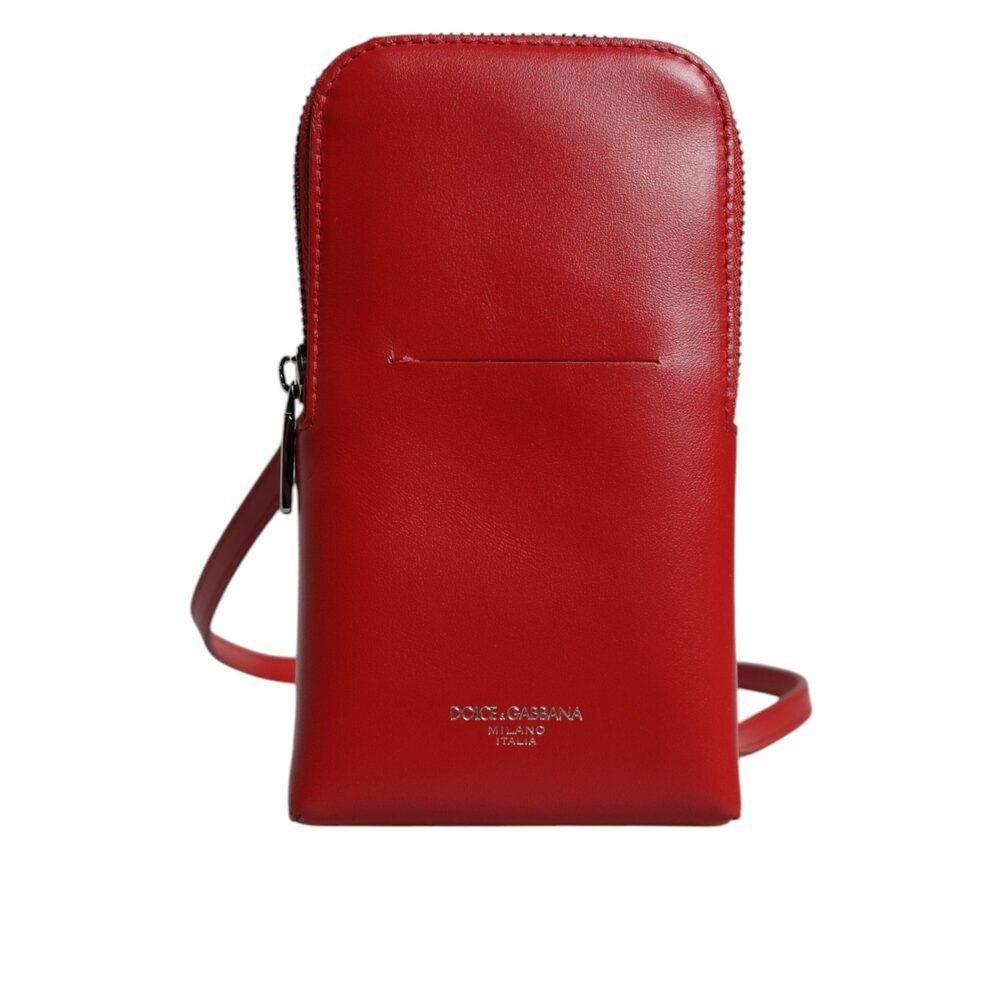Dolce & Gabbana Dolce & Gabbana Red Leather Purse Phone Sling Crossbody Neck Size ONE SIZE - 1 Thumbnail