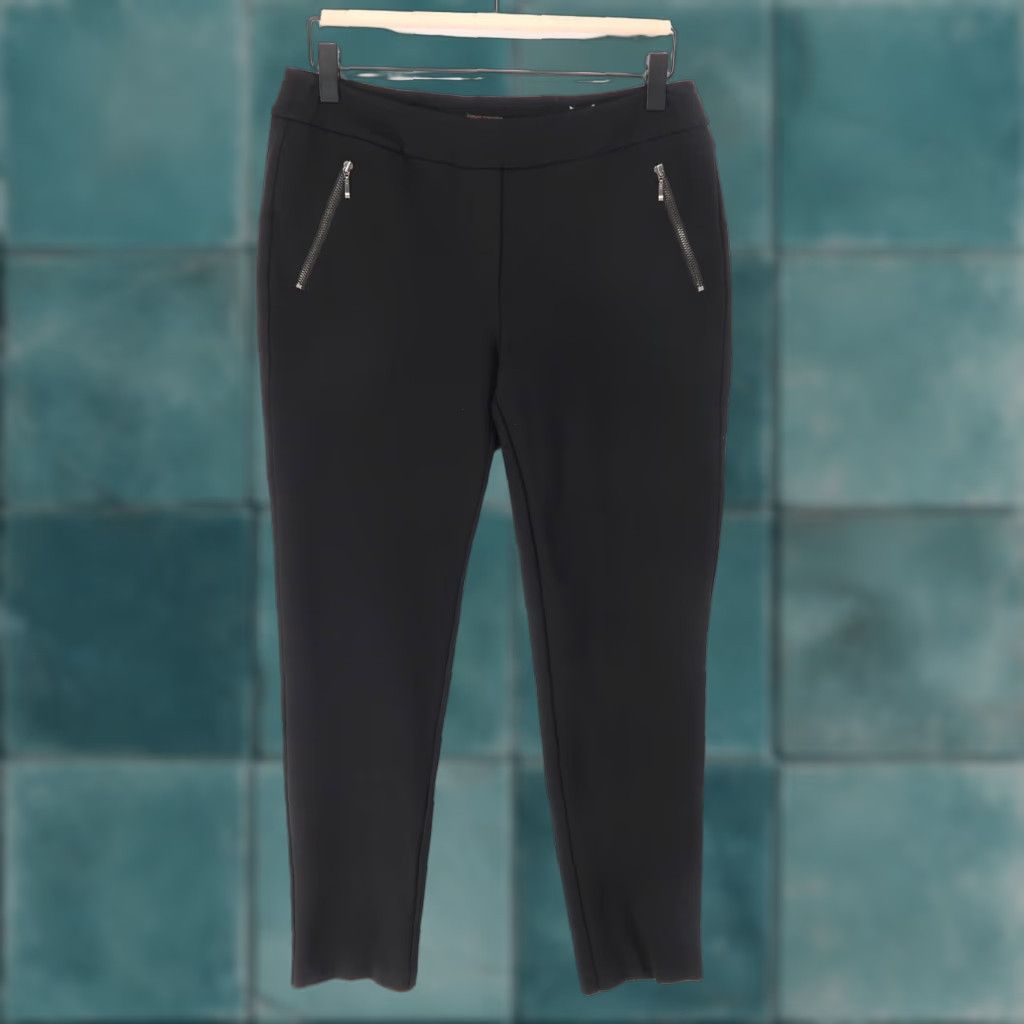 J.McLaughlin J. McLaughlin Ponte Pull On Ankle Pants Womens 6 Black Zip Front Pockets Size 28" / US 6 / IT 42 - 1 Thumbnail