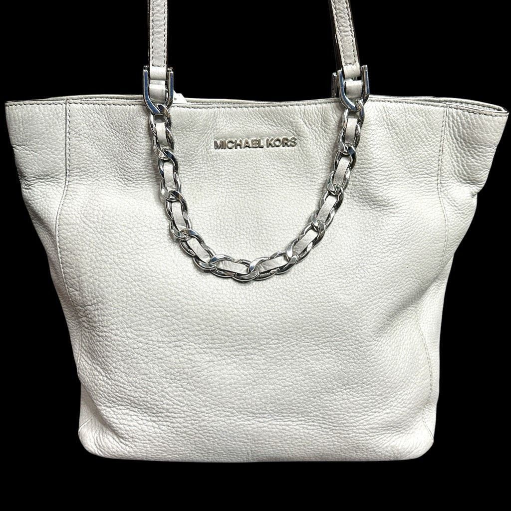 MICHAEL KORS Harper Grey/White 2024 Leather Tote