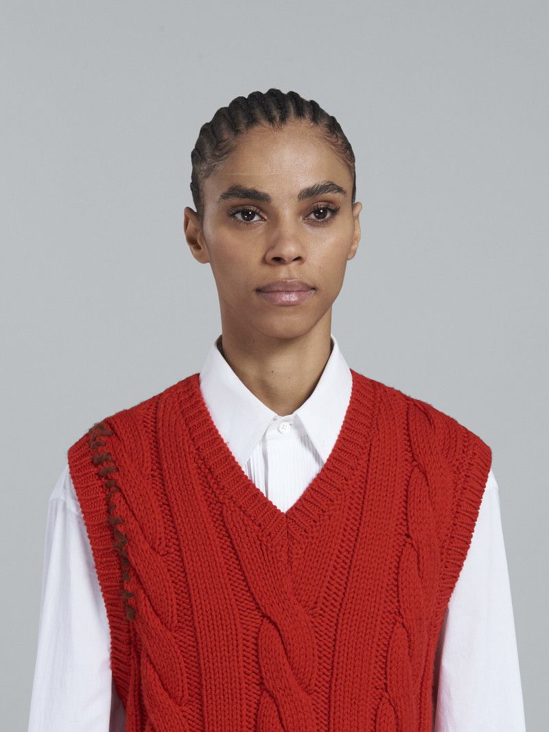 Marni o1y1125 Sleeveless Sweater in Red Size S / US 4 / IT 40 - 4 Thumbnail