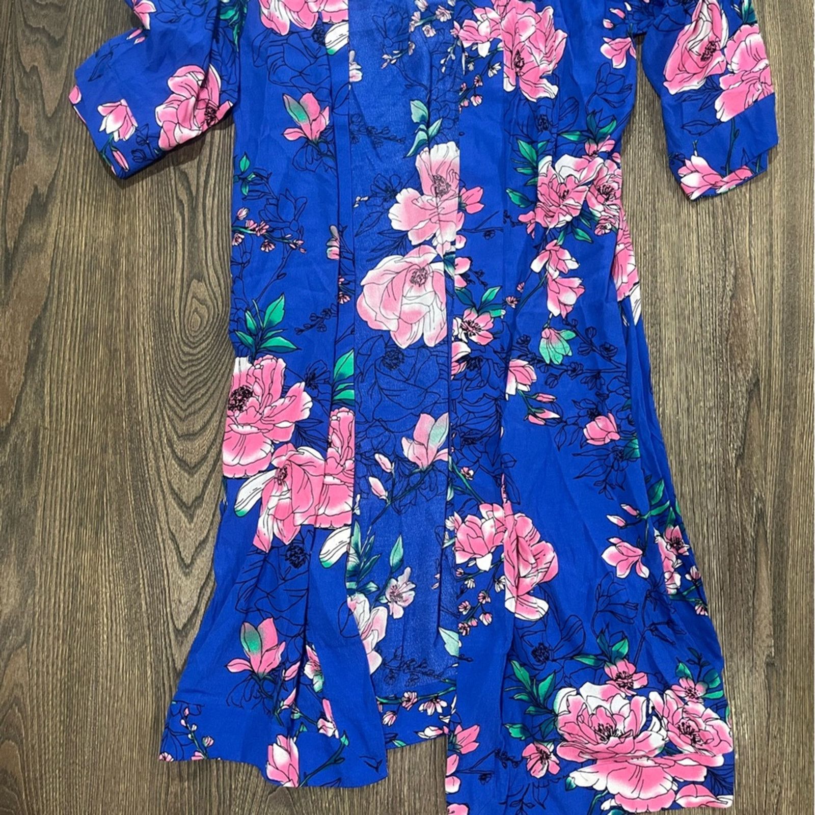 Vintage G.I.L.I. Printed Floral Duster Cardigan Open Front Sz L Size L / US 10 / IT 46 - 2 Thumbnail