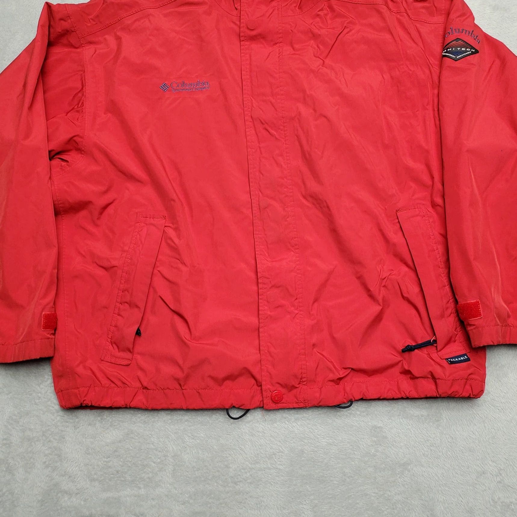 Etro VINTAGE Columbia Jacket Mens L Red Omni Tech Waterproof Breathable Retro Outdoor VTG Rain Coat Long Sleeve Zipper Mens Size US L / EU 52-54 / 3 - 2 Thumbnail