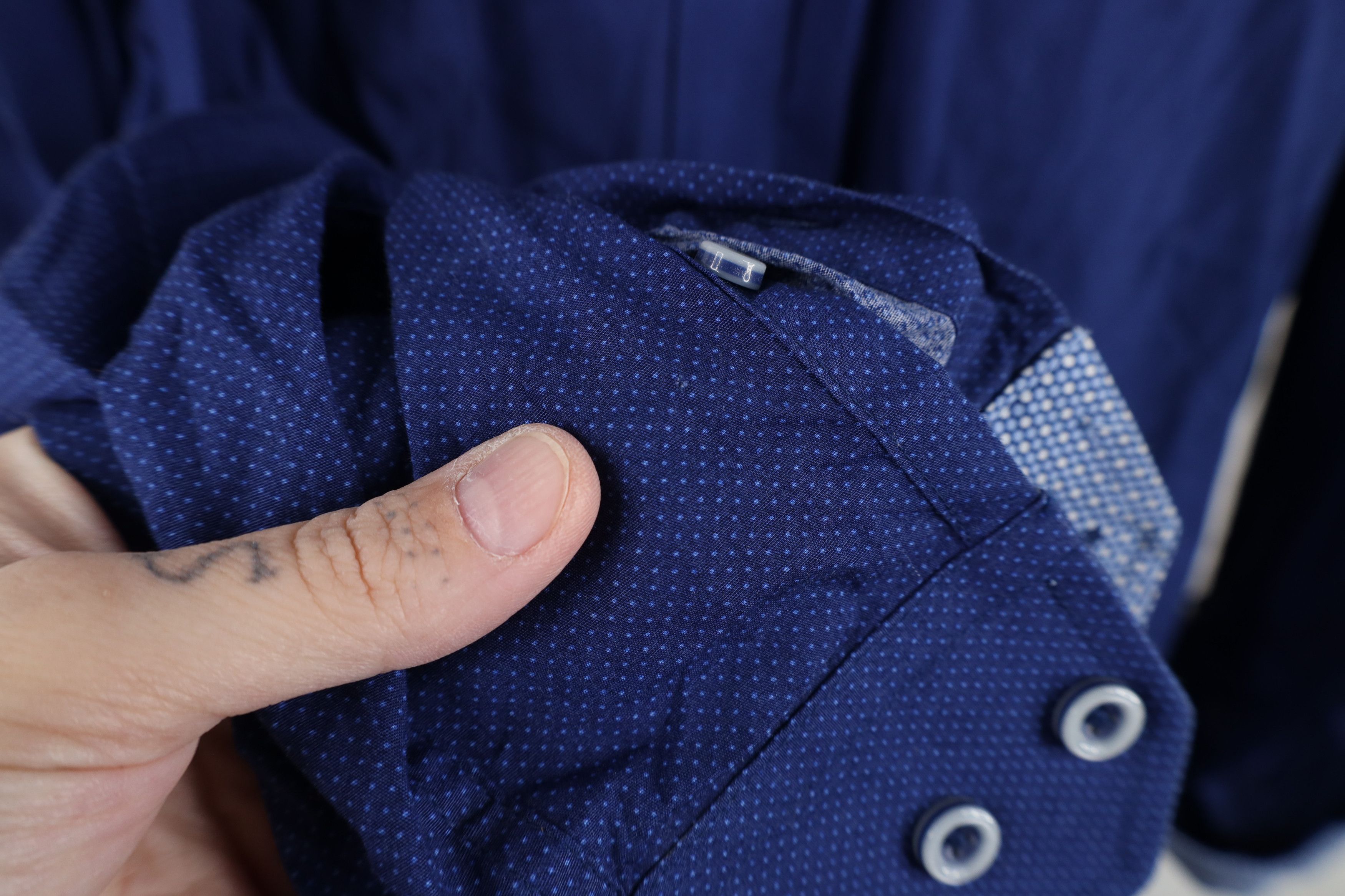 Johnston & Murphy Johnston & Murphy Collared Button Shirt Blue Cotton Size US XL / EU 56 / 4 - 7 Thumbnail
