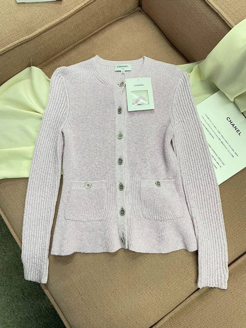 Chanel 23P pink purple pink purple knitted cardigan coat