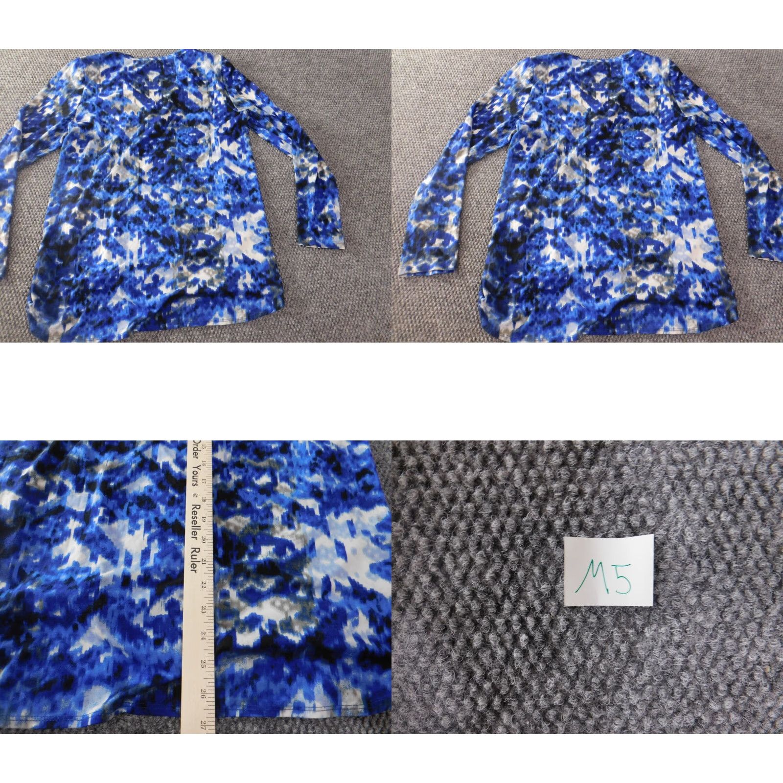 Vintage AB Studio Blouse Womens Medium blue floral stretch pullover top Size M / US 6-8 / IT 42-44 - 8 Thumbnail