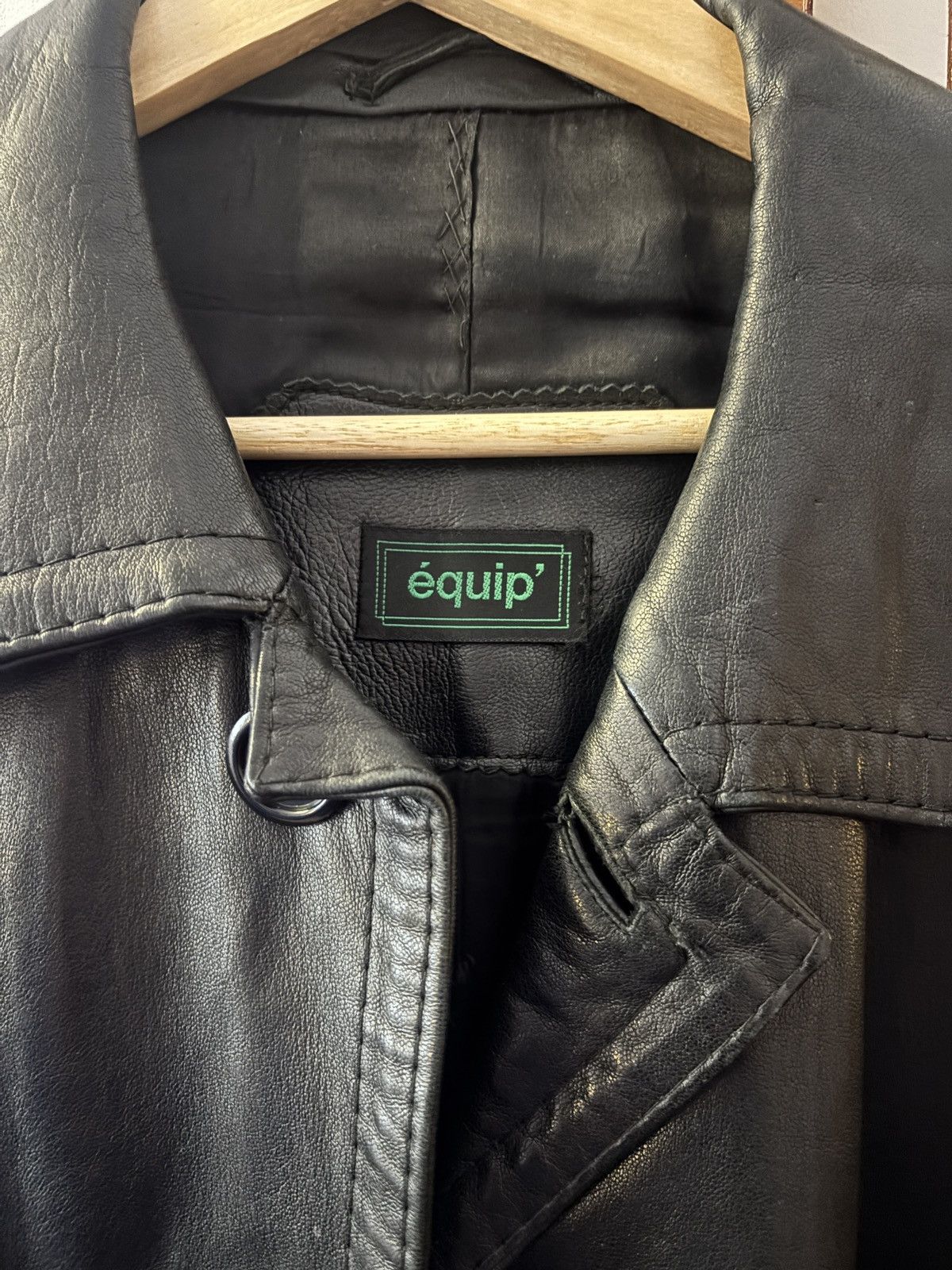 Genuine Leather ÉQUIP’ Very Rare Genuine Leather Black Trench Size US L / EU 52-54 / 3 - 9 Thumbnail