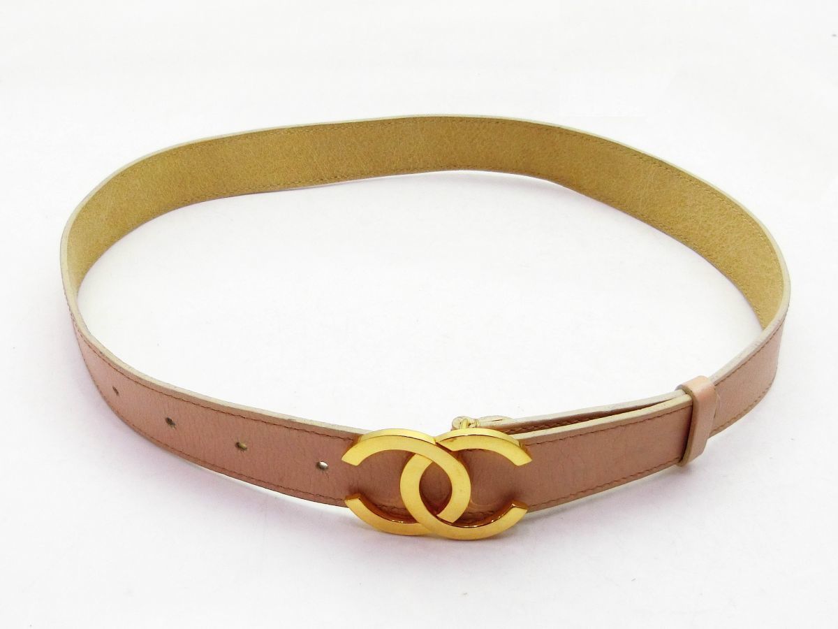 Chanel Chanel Calf Leather Gold CC Logo Light Brown Waist Belt | Grailed