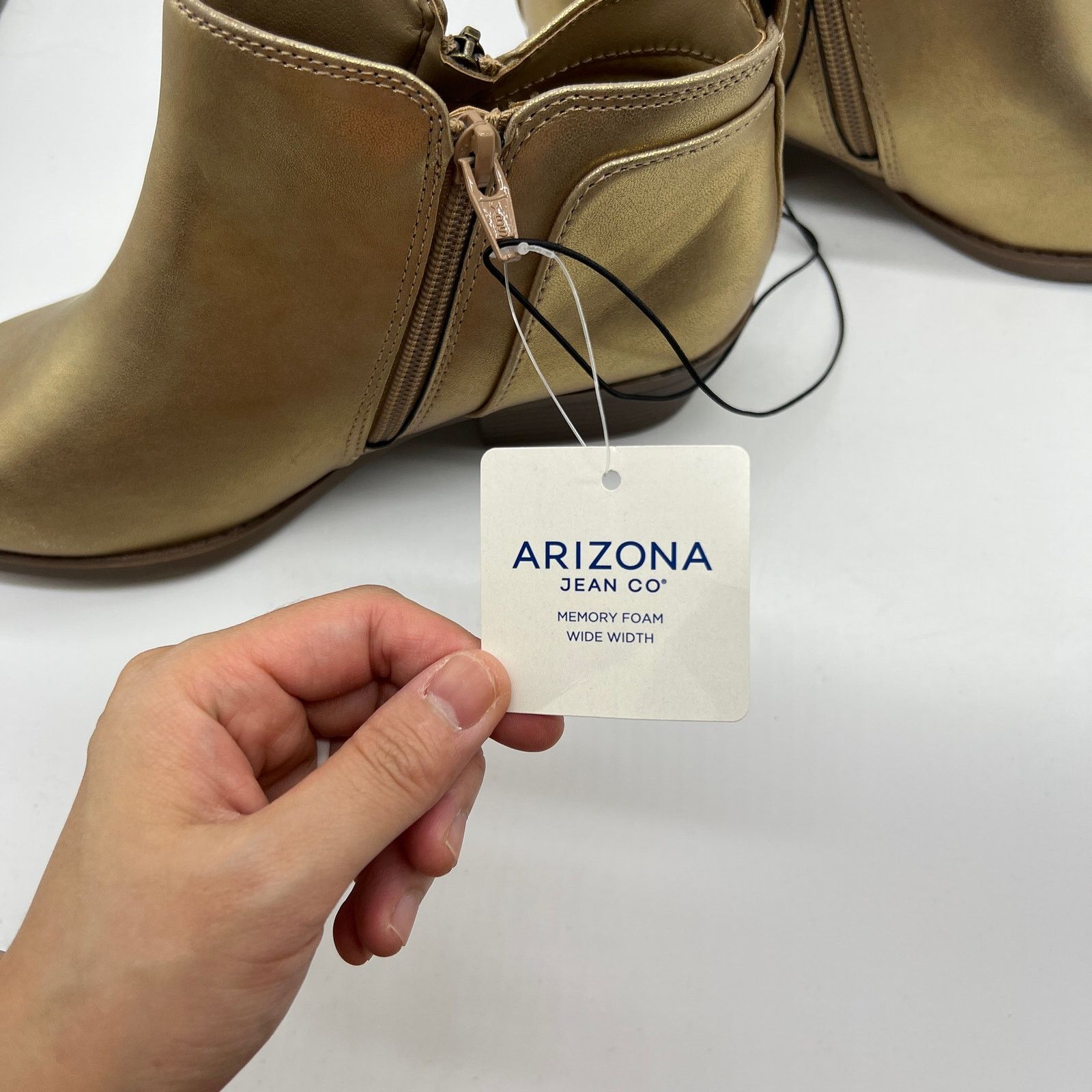 Other Arizona Jean Co Womens Castle Stacked Heel Booties Gold Size US 7 / IT 37 - 8 Thumbnail