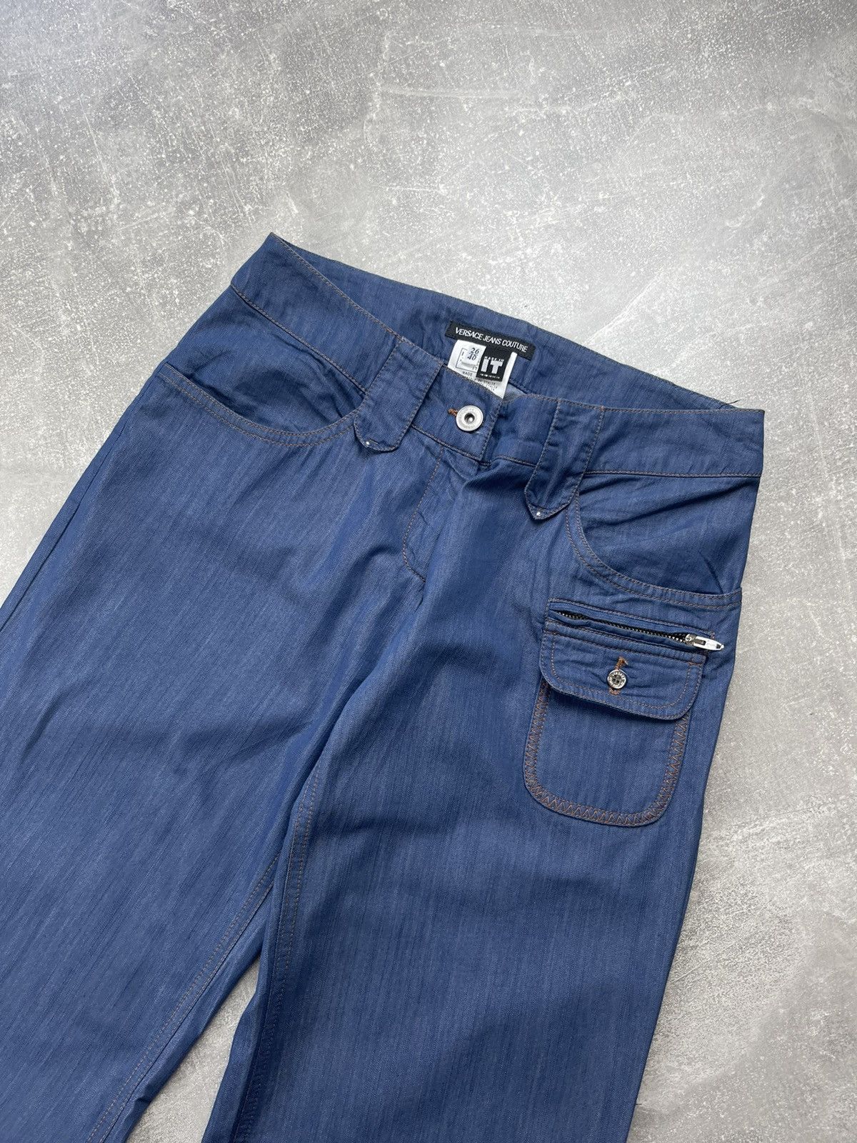 Versace × Vintage Versace Jeans Couture Vintage Flared Y2K 00s Pants Size 27" / US 4 / IT 40 - 4 Thumbnail