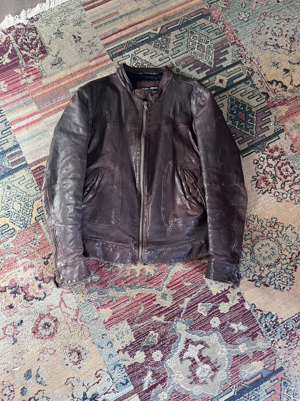 Dolce & Gabbana Dolce & Gabbana - Vintage Leather Jacket Brown Faded Size US M / EU 48-50 / 2 - 1 Thumbnail