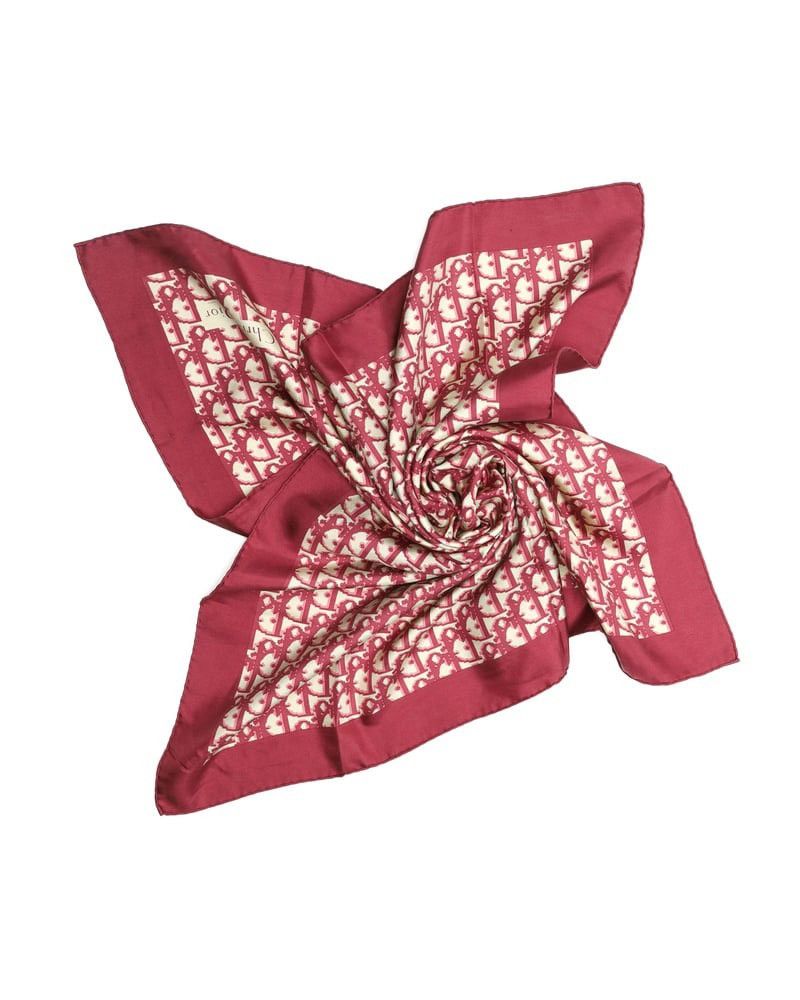 Christian Dior Scarf Monogram in Red Burgundy Silk