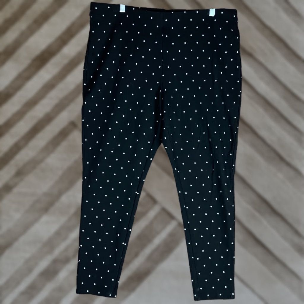 Vintage Chicos Womens Pants Black White Polka Dot Pull On High Rise Ankle Stretch 3 Size 25" / US 0 / IT 36 - 1 Thumbnail