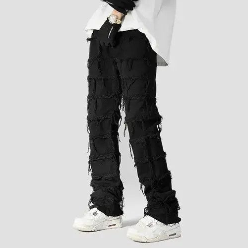 Jean Black Color Punk Stacked Grunge Jeans Pants Size US 31 - 4 Thumbnail
