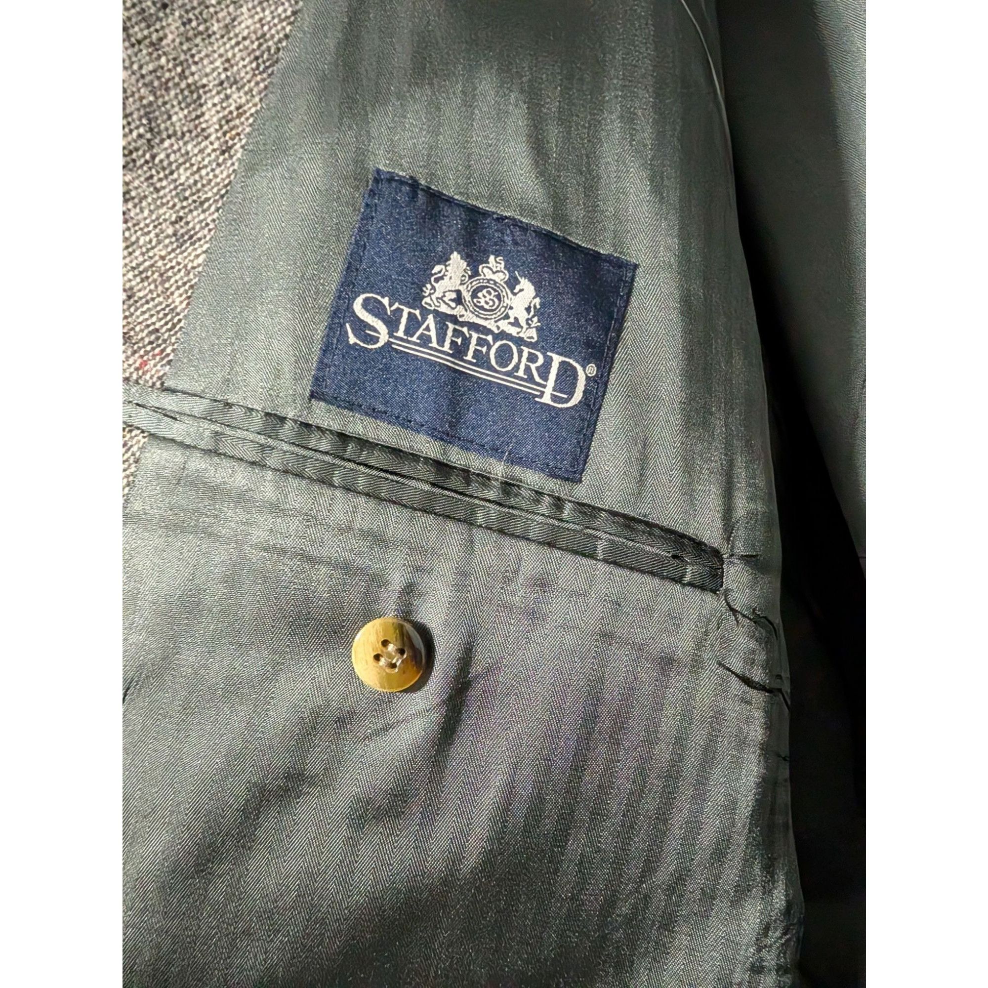 Stafford Vintage Stafford Wool Gray Blazer Elbow Patches Men Size 50R Size 50R - 9 Thumbnail