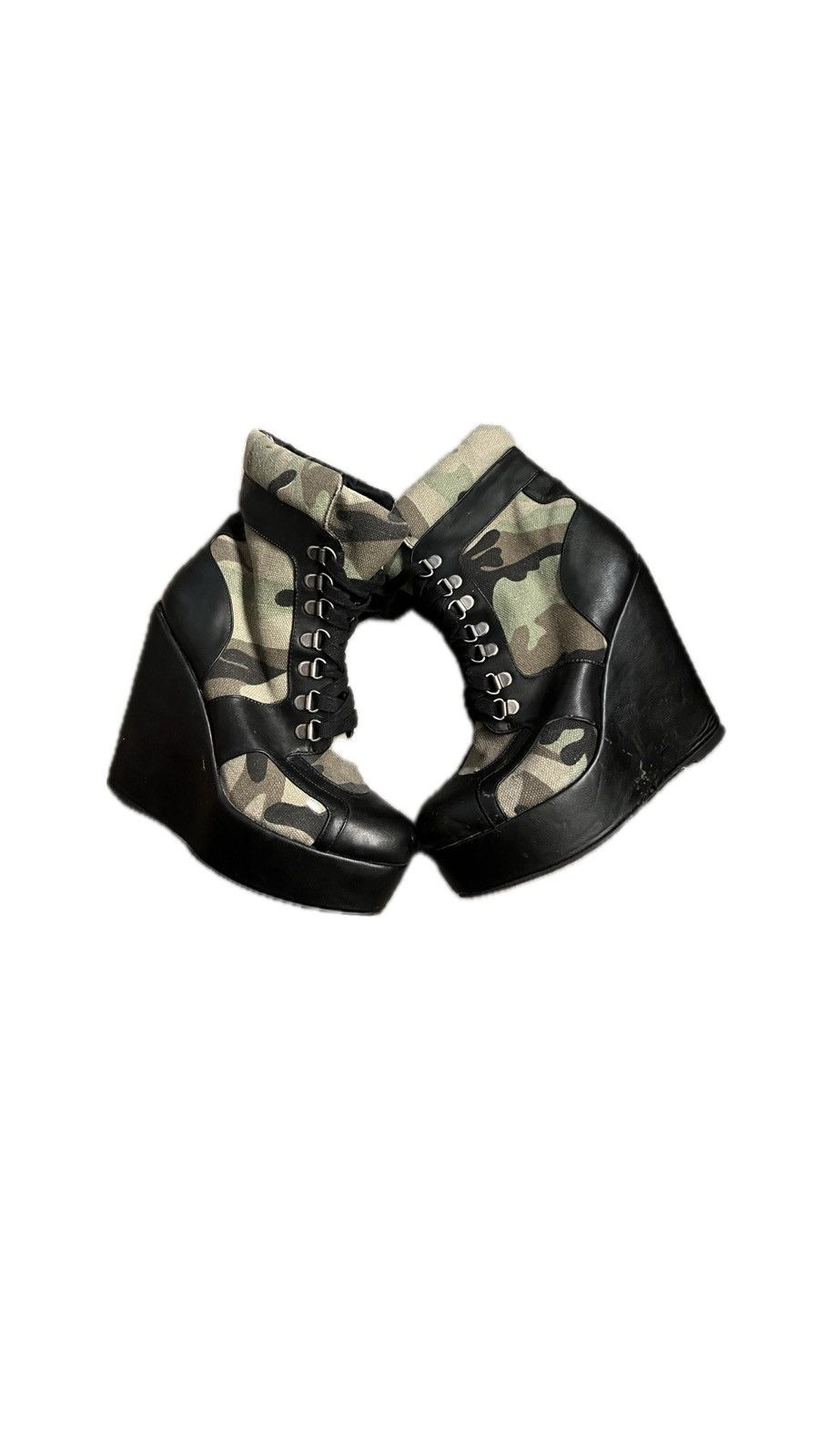 Vintage Camo Wedge Shoes vintage opium y2k goth emo Size US 7 / IT 37 - 2 Thumbnail